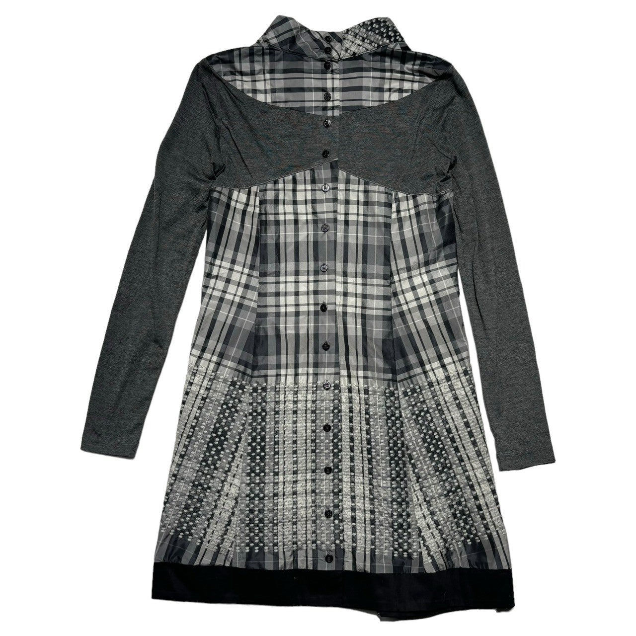 MARITHE FRANCOIS GIRBAUD(マリテフランソワジルボー) 00's Different material docking flare dress 異素材 ドッキング フレア ワンピース F7-9060 S グレー×ブラック Y2K 長袖