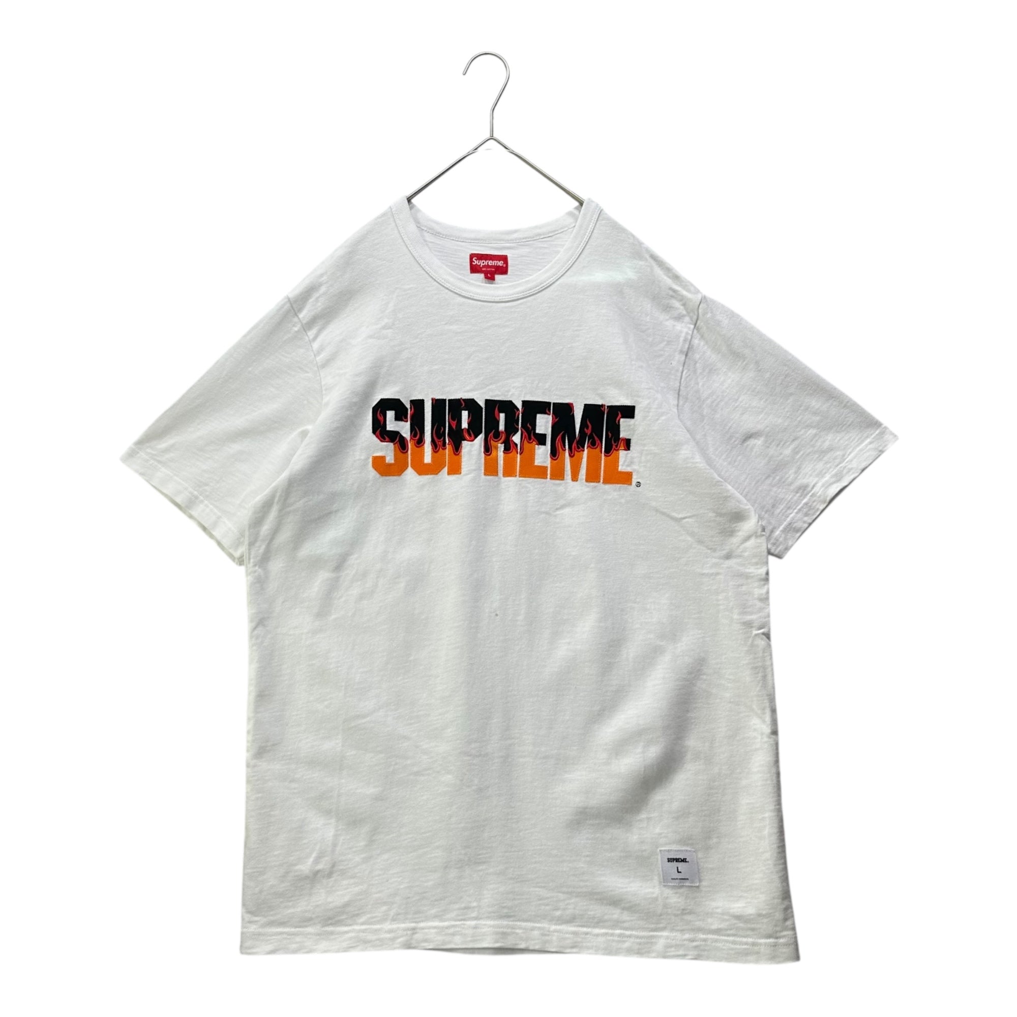 SUPREME(シュプリーム) 19SS Flame S/S Top フレイム ロゴ 半袖 Tシャツ L ホワイト