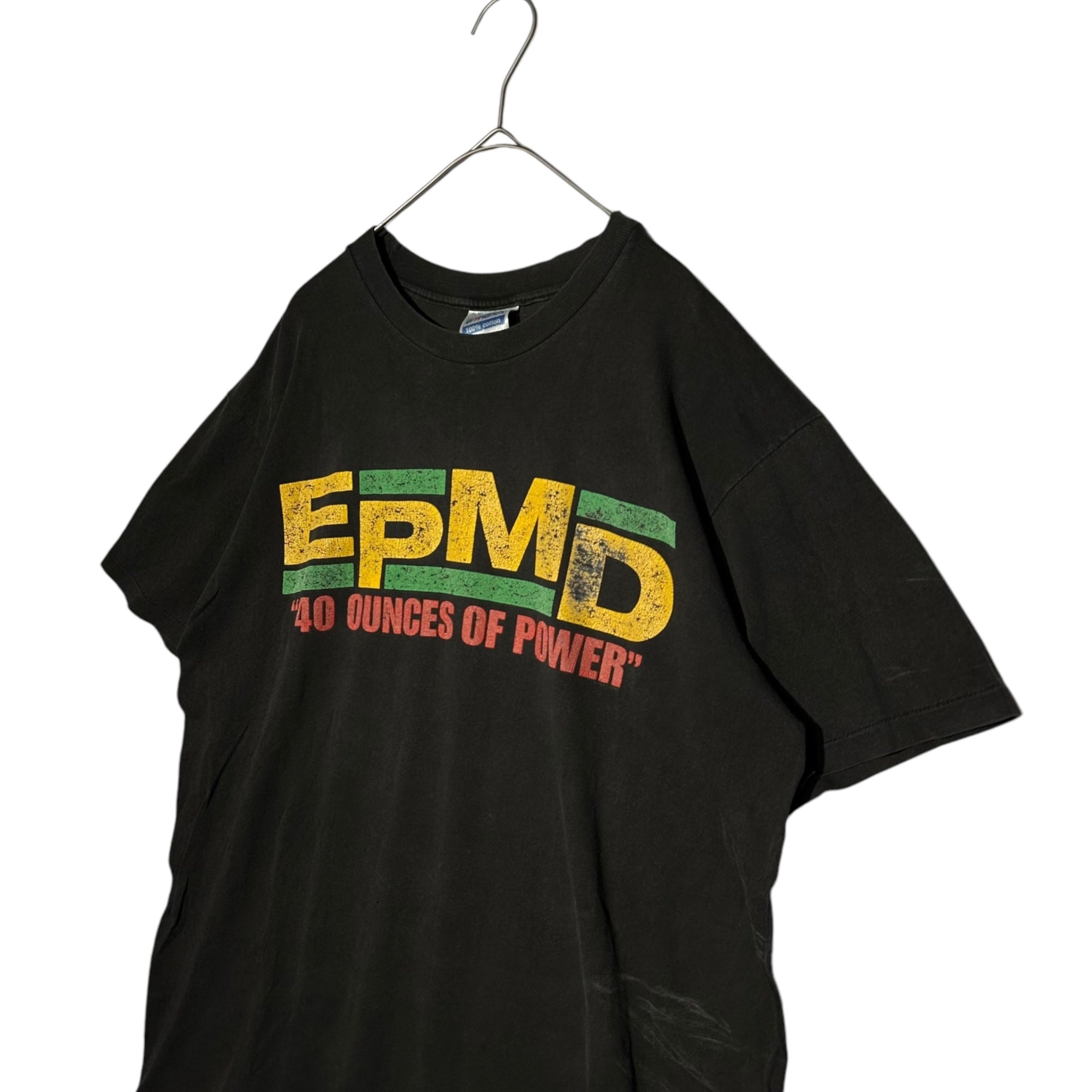 VINTAGE(ヴィンテージ) 1991 ”EPMD” 40 Ounces of Power Business As Usual T-shirt ヴィンテージ ヒップホップ Tシャツ L ブラック 90's 90年代 ヴィンテージ ツアー ラップ Hanesボディ ラスタ