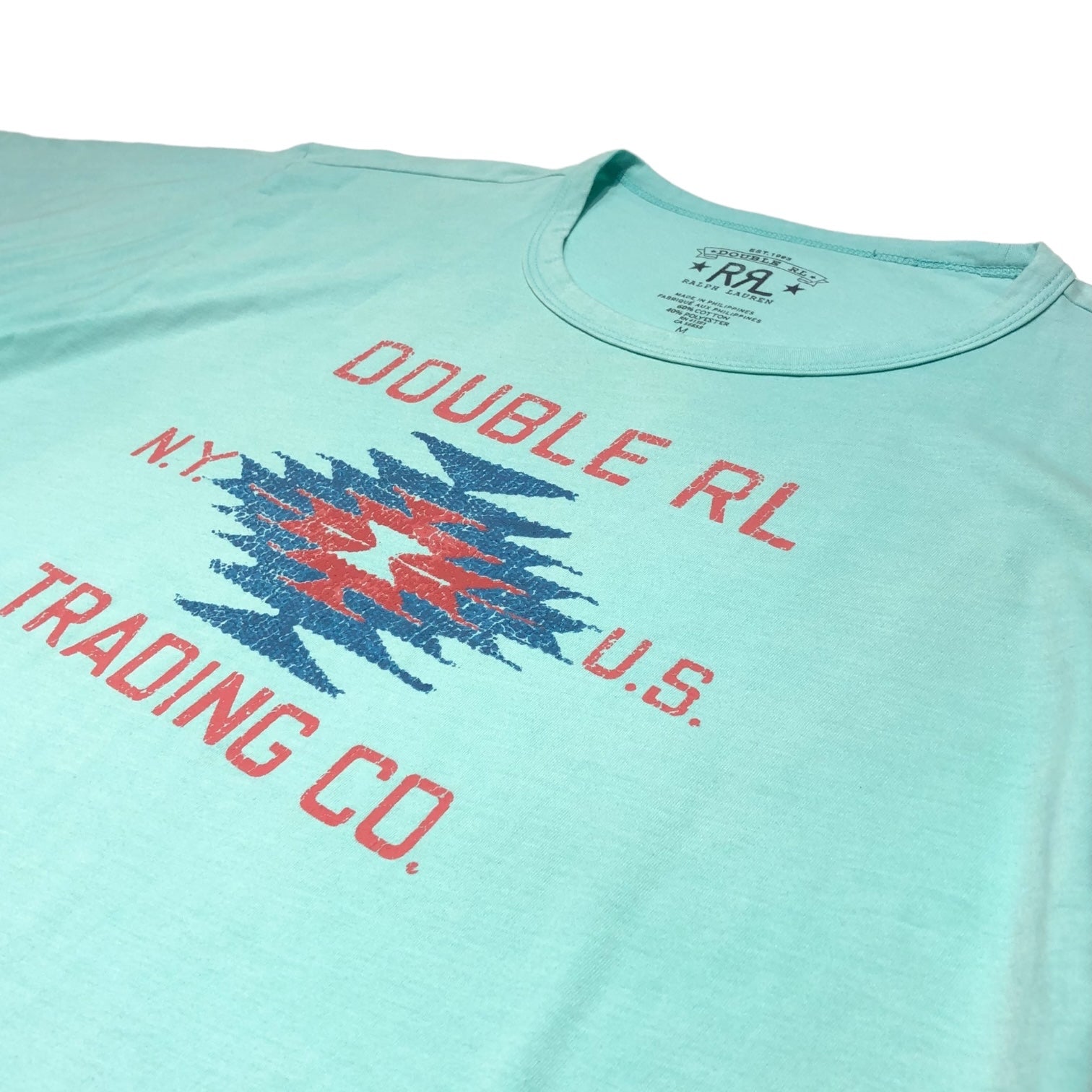 RRL(ダブルアールエル) Graphic T-shirt Turquoise In Green/エンディアンプリントTシャツ 782840955001 M スカイブルー DOUBLE RL TRADING CO.