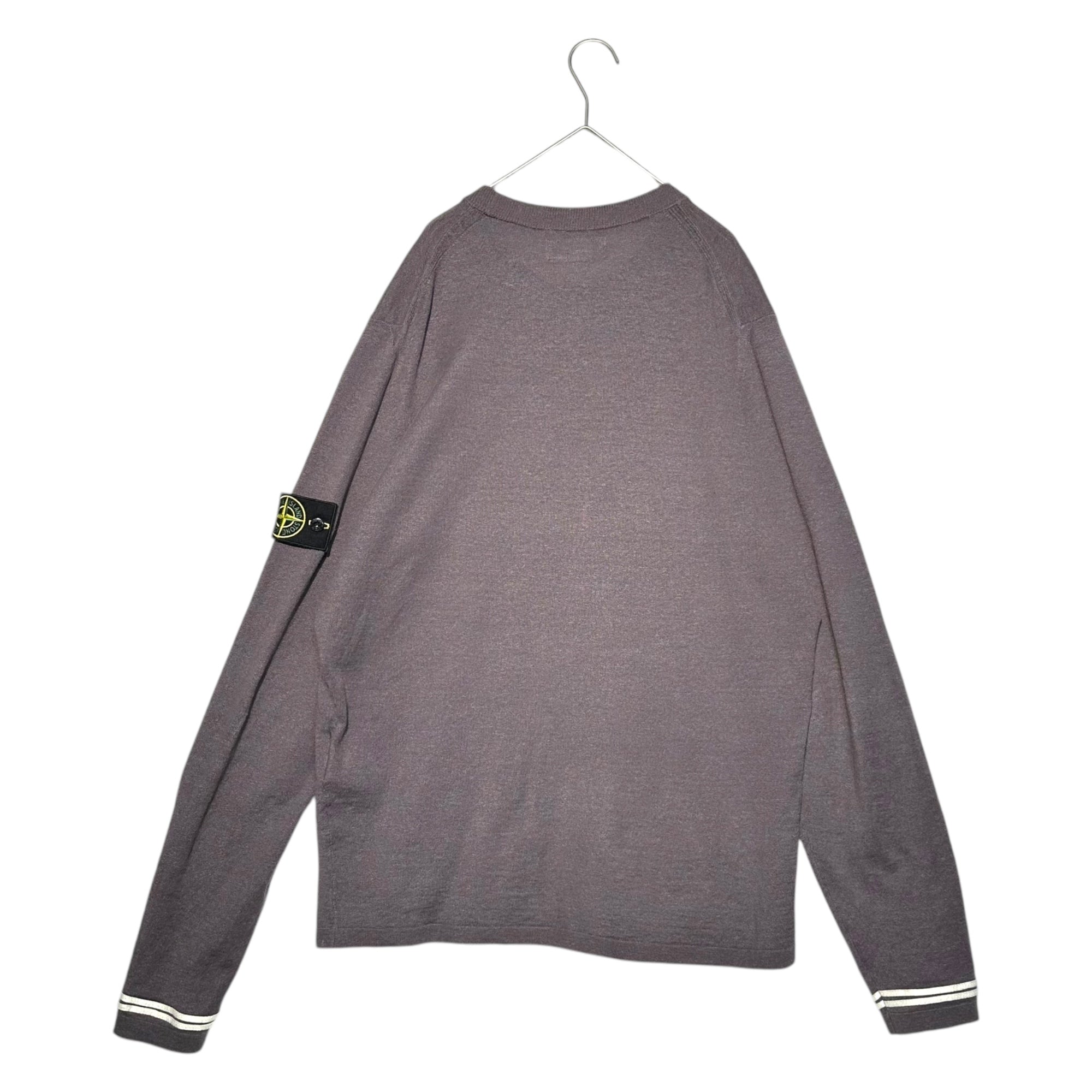 STONE ISLAND(ストーンアイランド) 19SS sleeve line linen crew neck knit 袖ライン リネン クルーネック ニット 7015516D3 L グレー カットソー サマーニット