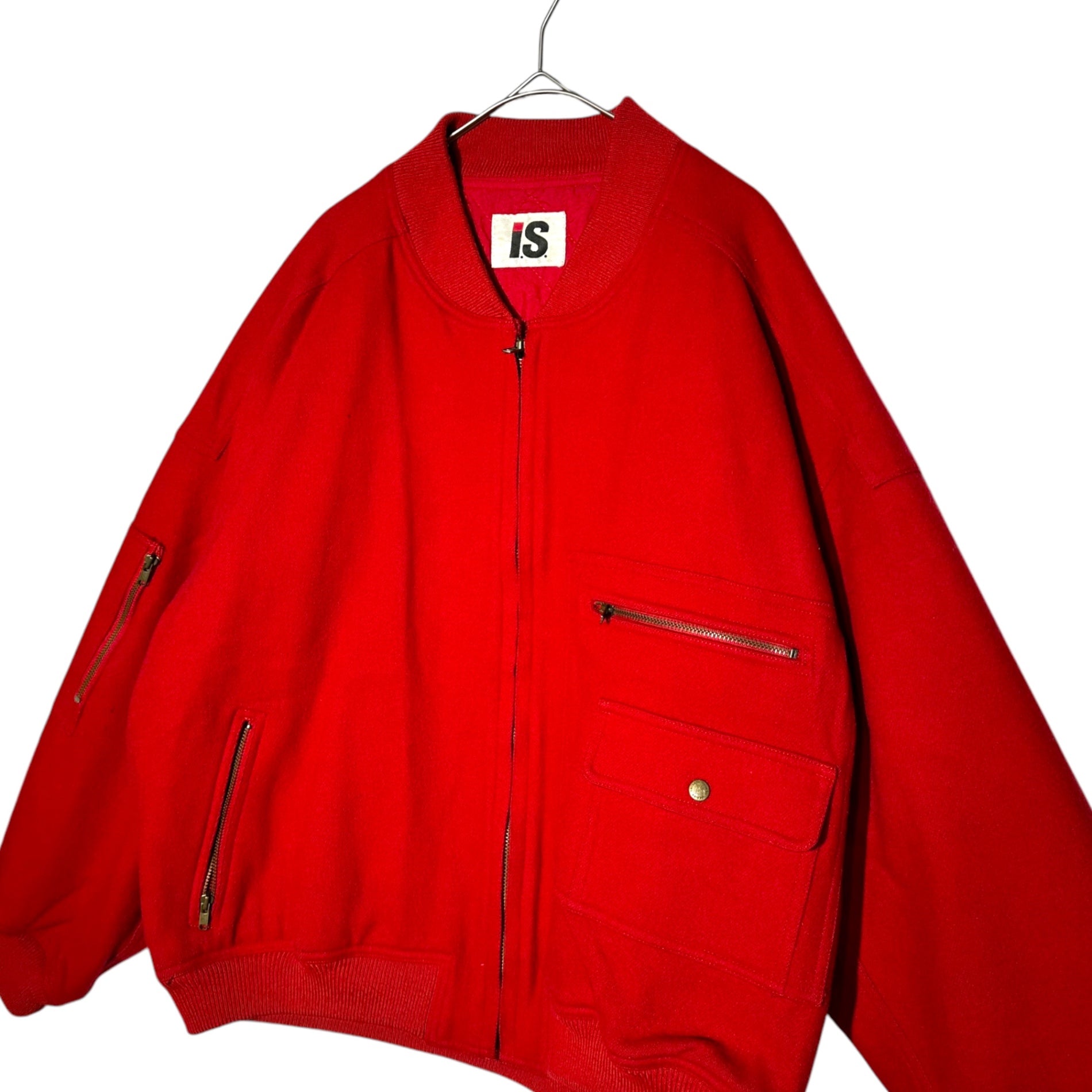 i.s. ISSEY MIYAKE(アイエス イッセイミヤケ) 80's CHISATO TSUMORI BOMBER JACKET 80年代 ツモリチサト ボンバー ジャケット ウール RG33248 9号(実寸M~L程度) レッド