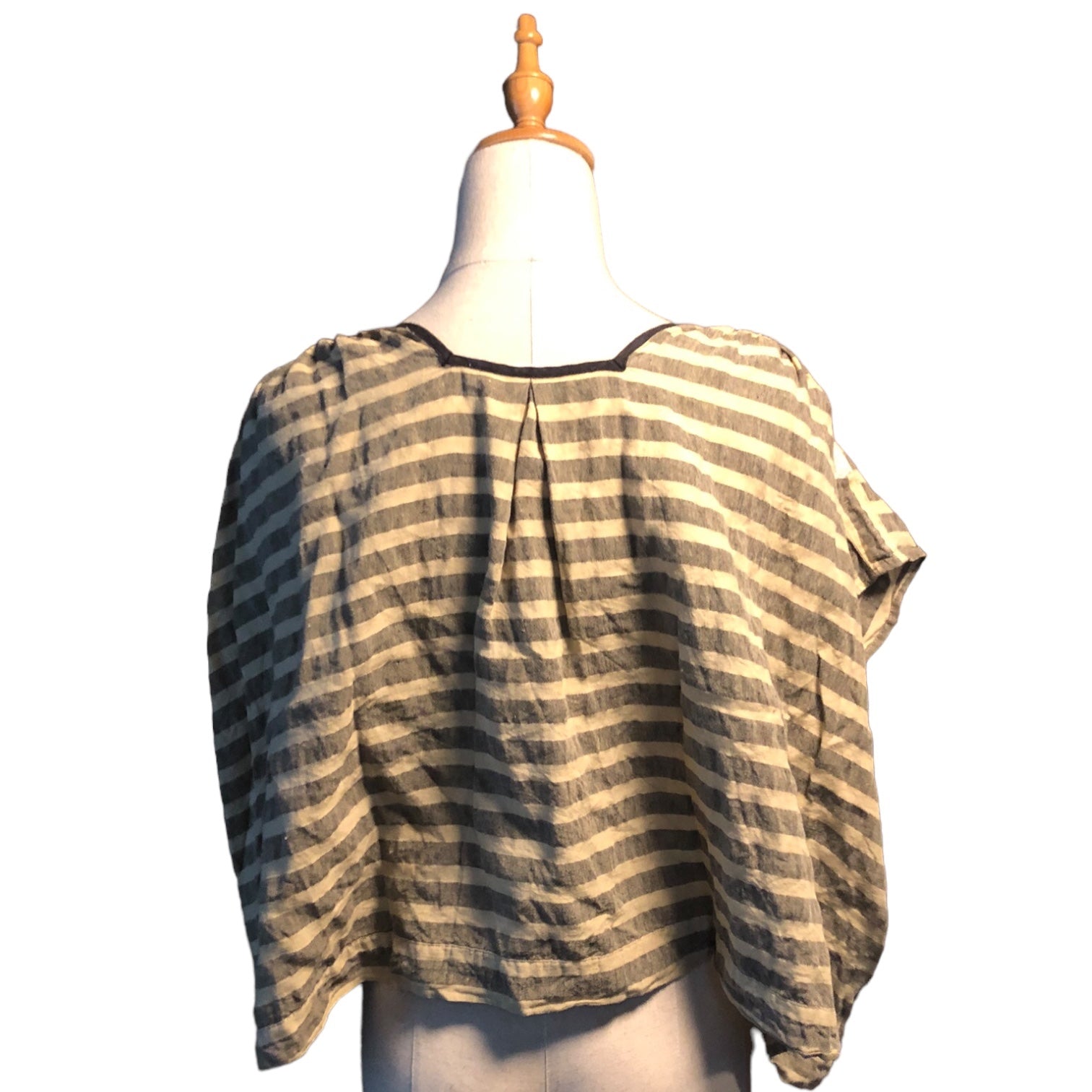 Tabrik(タブリク) sleeveless striped linen blouse スリーブレス ストライプ リネン ブラウス FREE ベージュ×ブラック