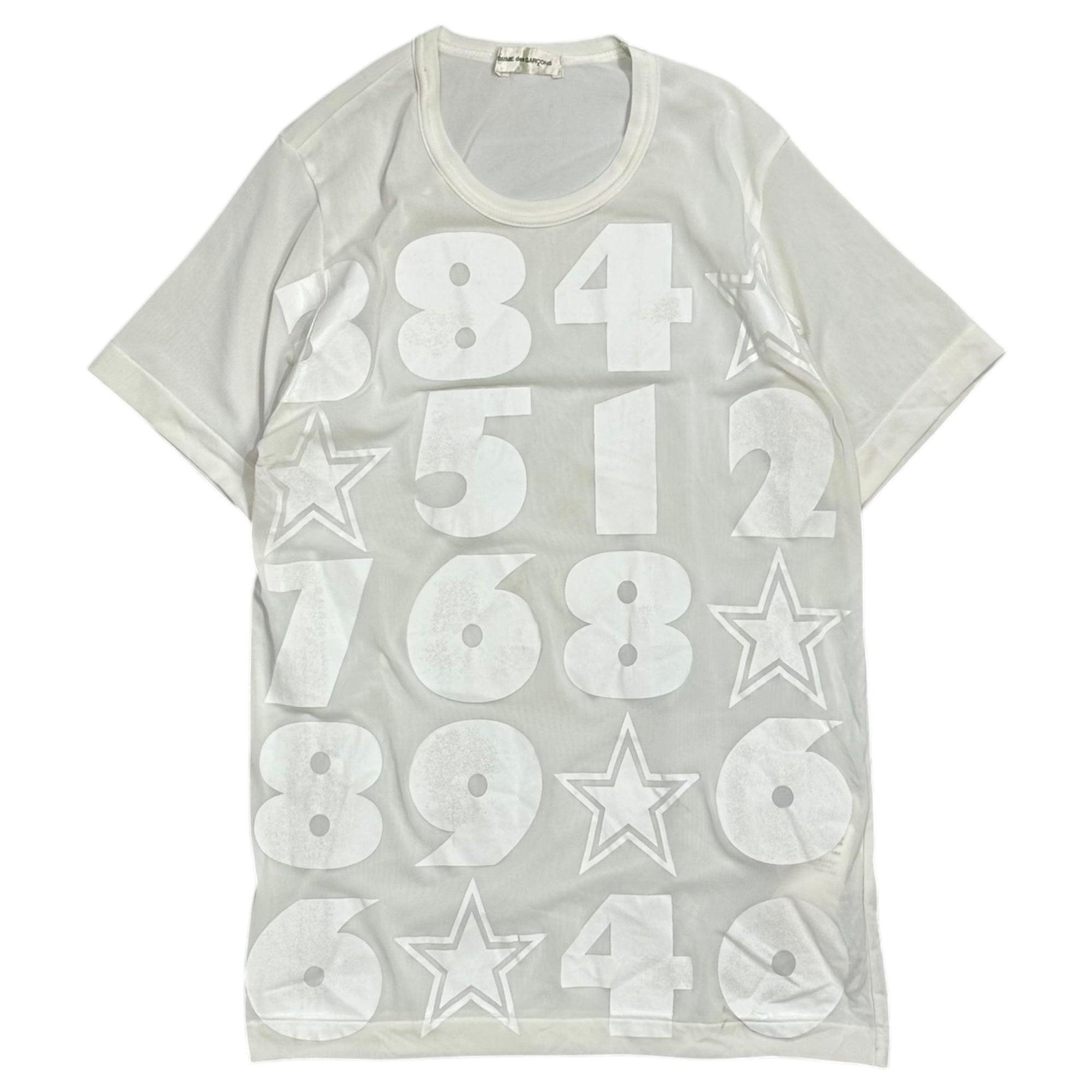 COMME des GARCONS(コムデギャルソン) 2002SS Number-Printed Crew-Neck Mesh T-Shirt 数字プリント クルーネック メッシュ Tシャツ GE-T009 FREE ホワイト AD2001