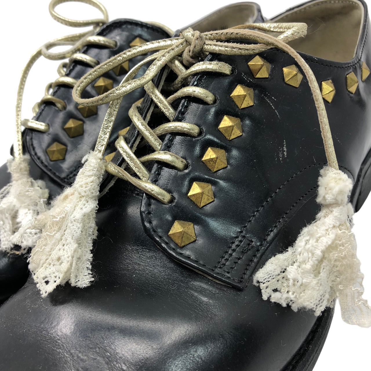 VINTAGE REMAKE(ヴィンテージリメイク) 95's WOLVERINE REMAKE SHOES SP0100-95-D-1090 24.5 ブラック スタッズ装飾・レース装飾カスタム