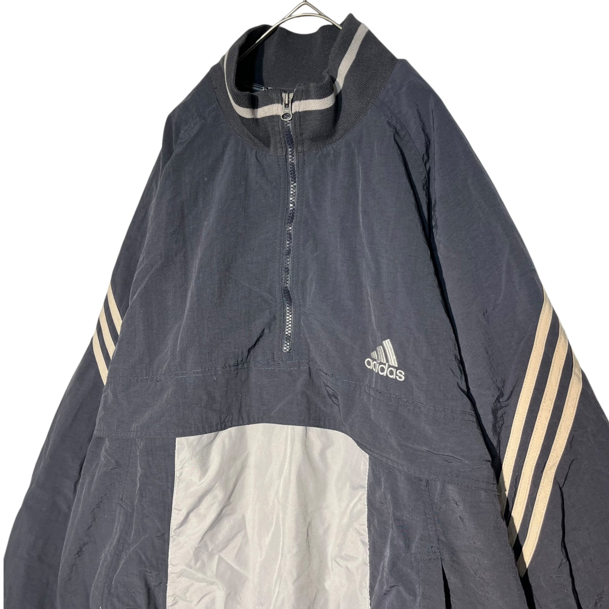 adidas(アディダス) 00's sleeve line nylon anorak pullover jacket 00's 袖ライン ナイロン アノラック プルオーバー ジャケット XXXXO ブラック×グレー