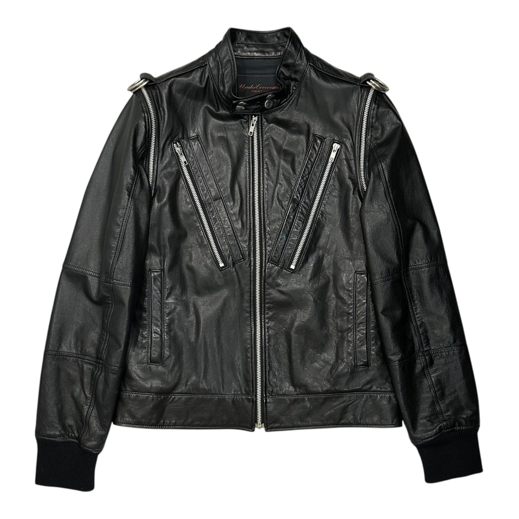 UNDERCOVERISM(アンダーカバイズム) 07AW Reverse Figure-8 Zip Leather Jacket 逆さ 八の字 ジップ レザー ジャケット 7A271-B15 2(S~M程度) ブラック Purple期 2007年秋冬 稀少 アーカイブ