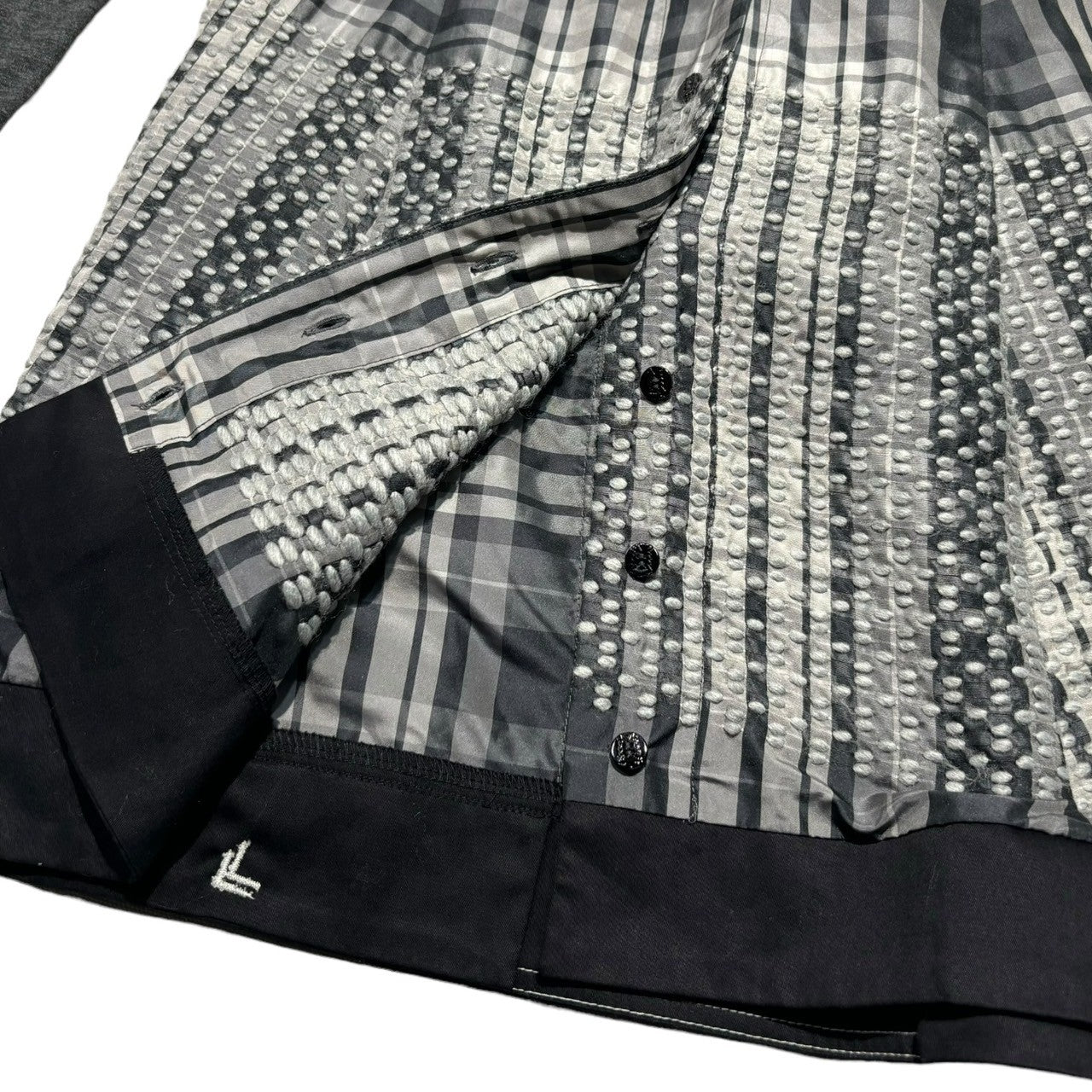 MARITHE FRANCOIS GIRBAUD(マリテフランソワジルボー) 00's Different material docking flare dress 異素材 ドッキング フレア ワンピース F7-9060 S グレー×ブラック Y2K 長袖