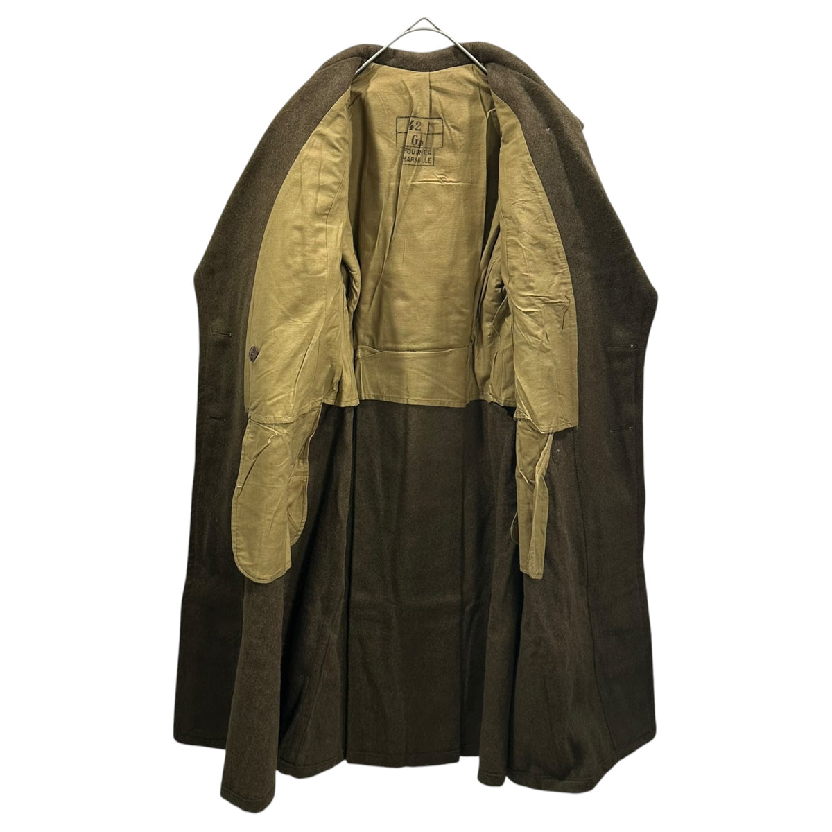 FRENCH MILITARY(フランス軍) 1950's~ Vintage Officer Wool Long Coat ヴィンテージ オフィサー ウール ロング コート 42 オリーブ 推定50年代 メルトン