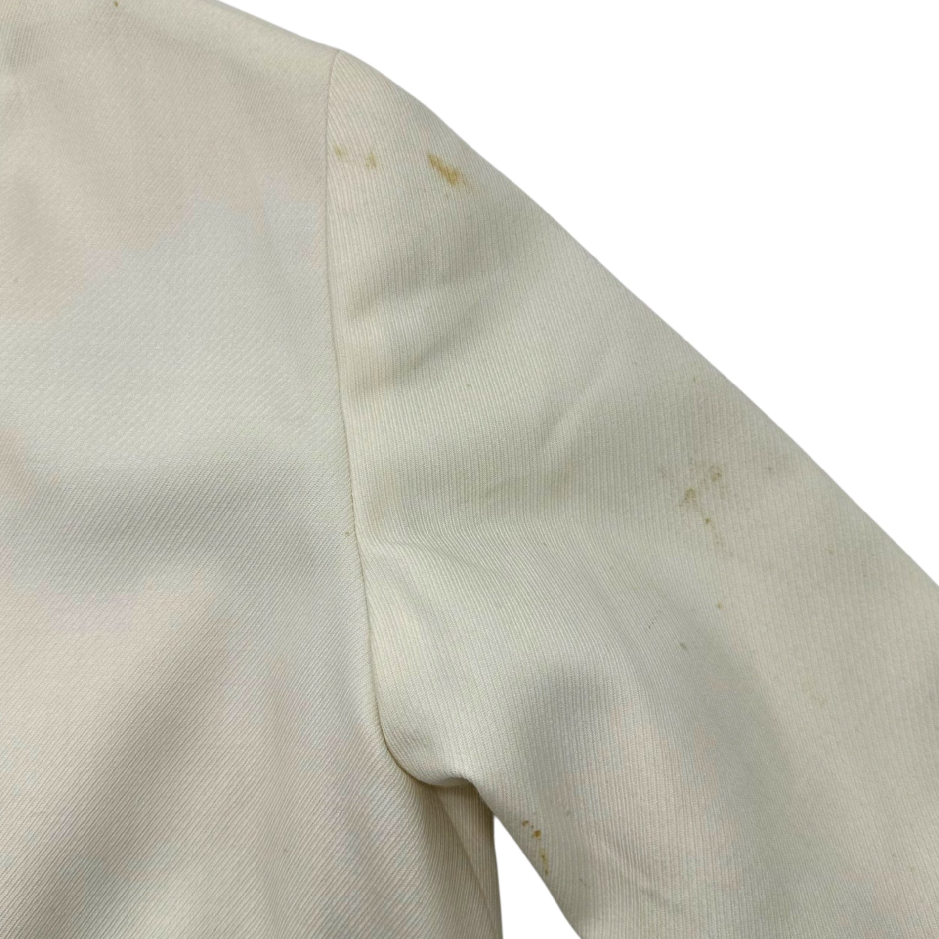 Euro vintage(ヨーロッパヴィンテージ) 70's~ Style_collarless long coat ノーカラーロングコート 表記無し(Mサイズ程度) ホワイト / フロントに小シミ有