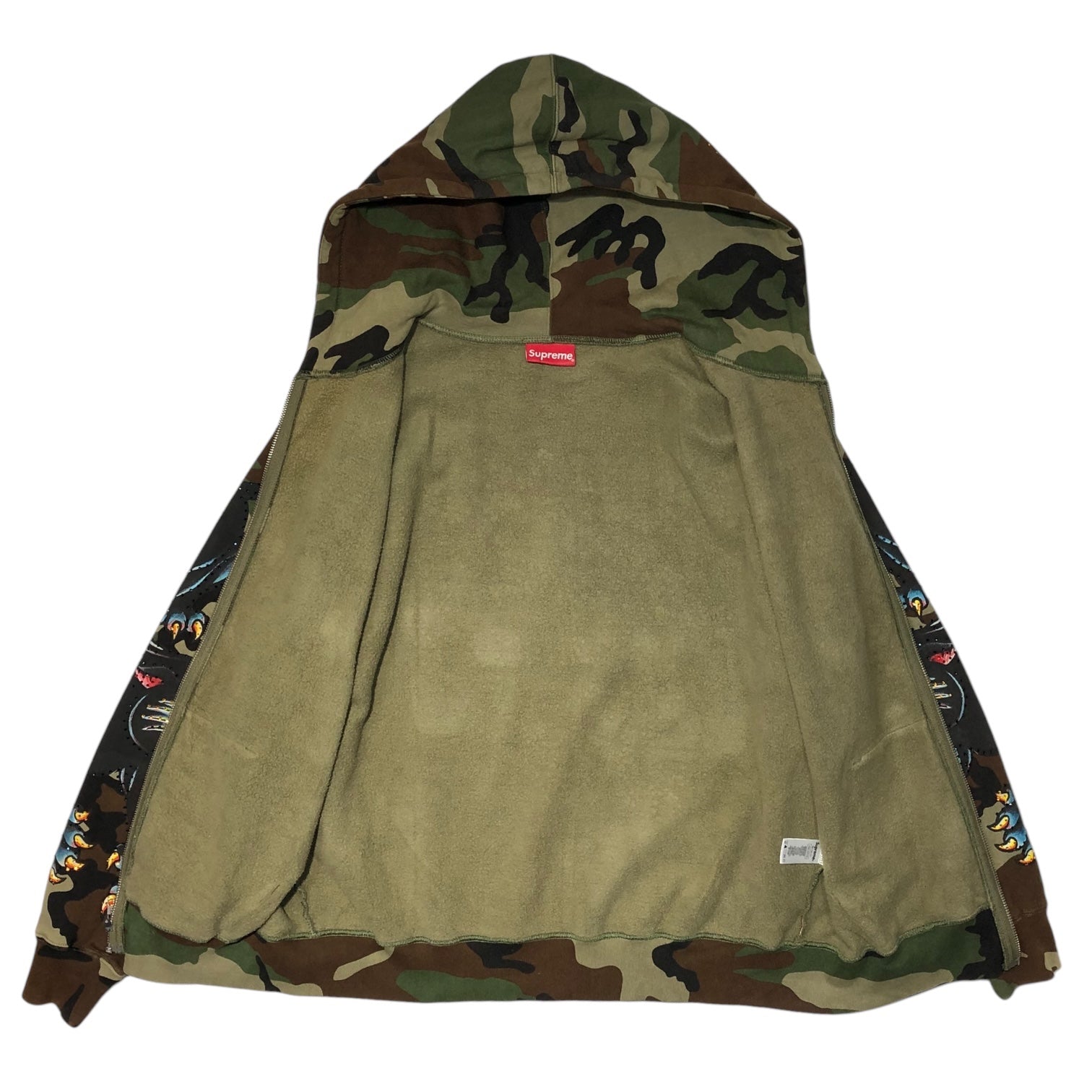 SUPREME(シュプリーム) 21SS Panther Zip Up Hooded Sweatshirt パンサー ジップ アップ パーカー M カーキ カモフラ フーディ スウェットシャツ