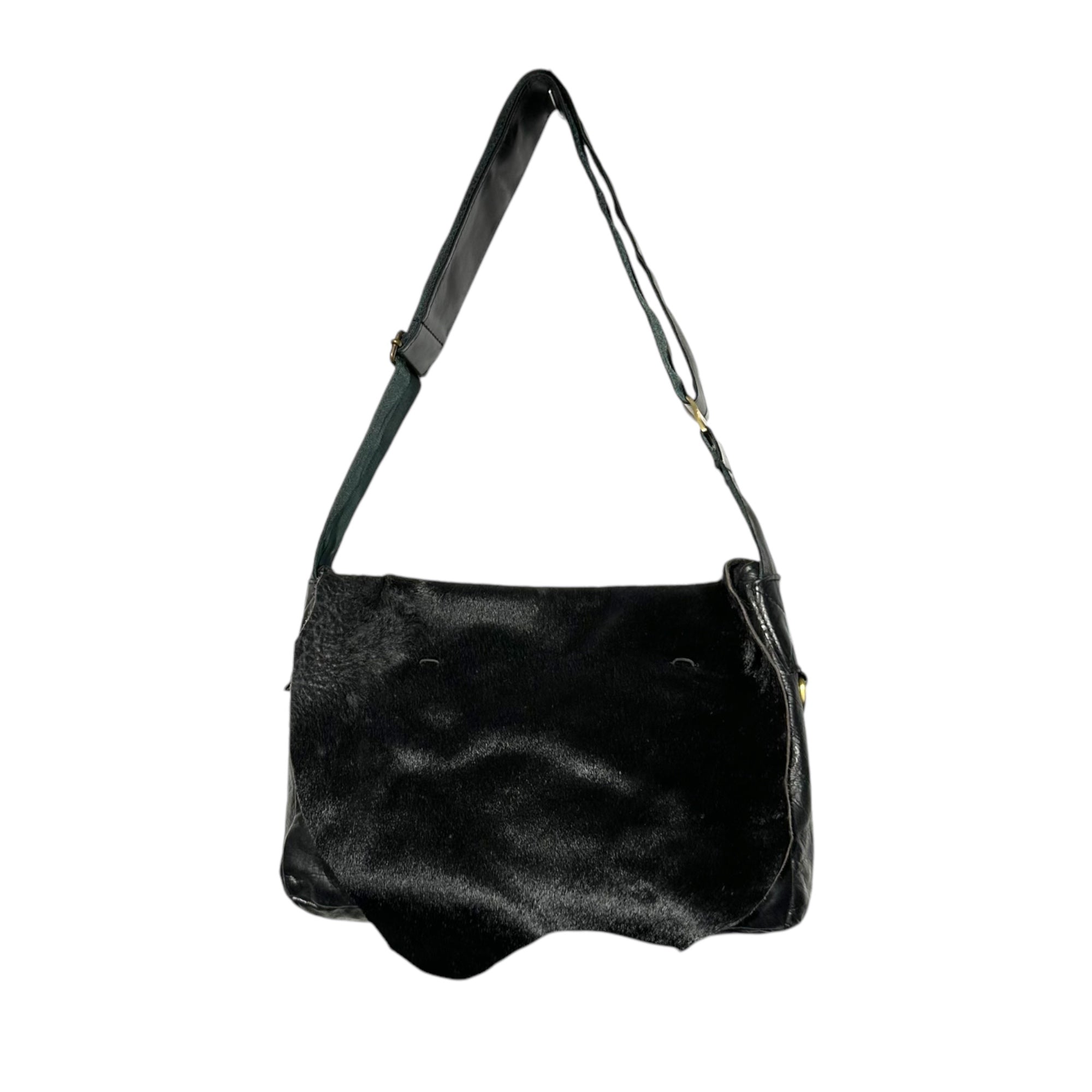 JAS-M.B.(ジャスエムビー)England made Haraco leather messenger bag イングランド製 ハラコ レザー メッセンジャー バッグ ブラック