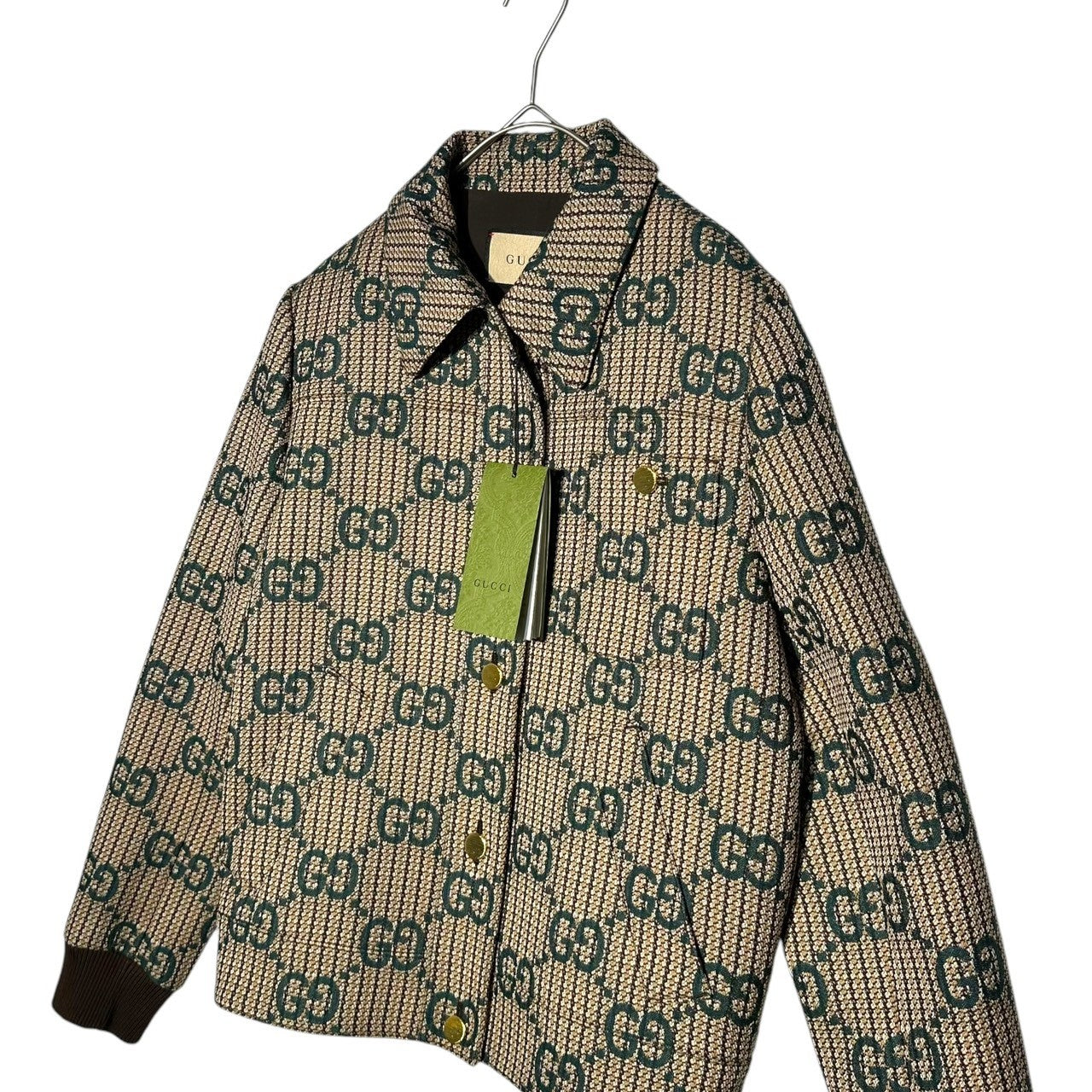 GUCCI(グッチ) Cruise 2024/25 collection GG Logo Wool Bomber Jacket GG ロゴ ウール ボンバー ジャケット 776895 36(S程度) ブラウン×グリーン ブルゾン
