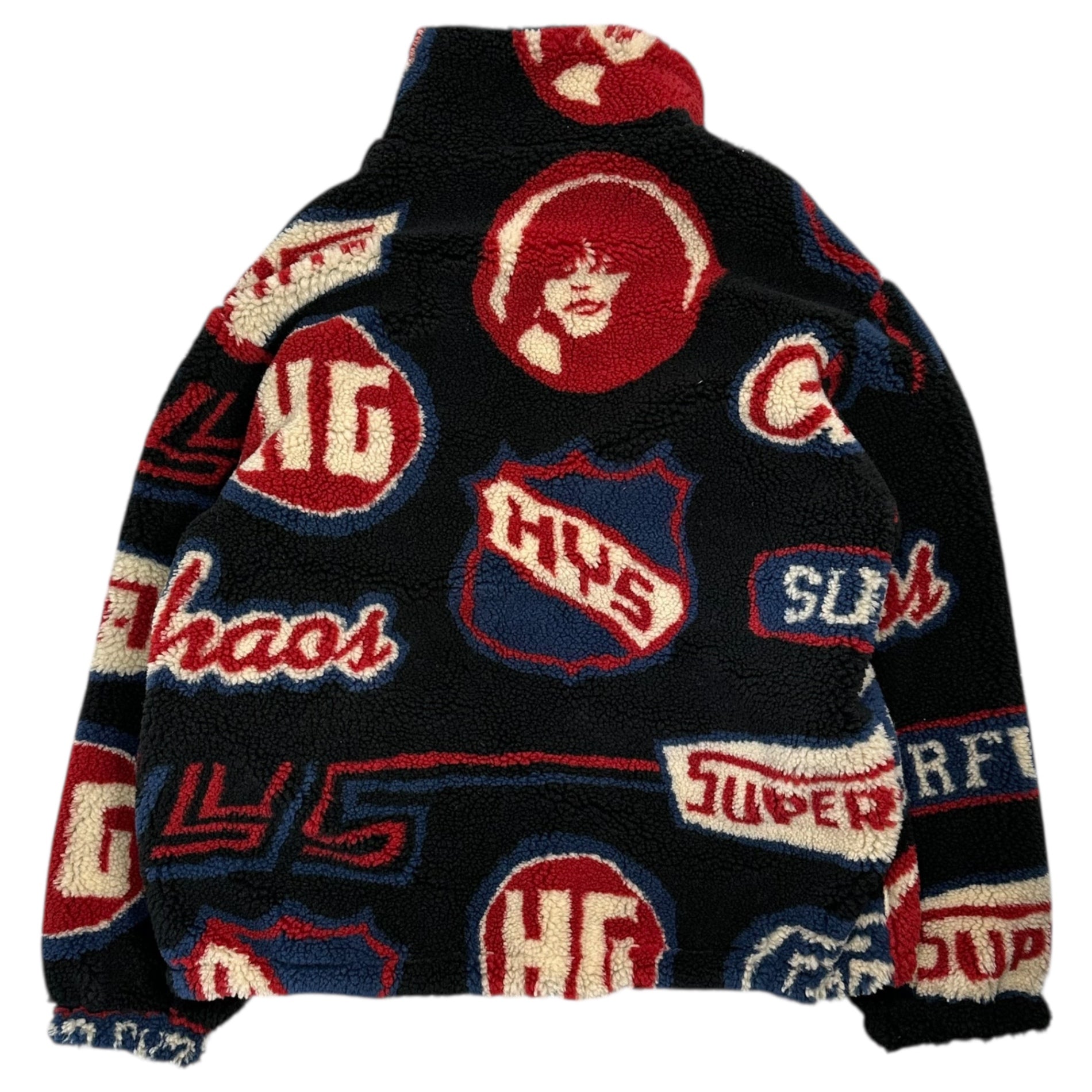 HYSTERIC GLAMOUR(ヒステリックグラマー) All-over Print Fleece Zip-Up Jacket 総柄 ボア ジップアップ ジャケット 01223AB07 FREE ブラック×レッド×ブルー