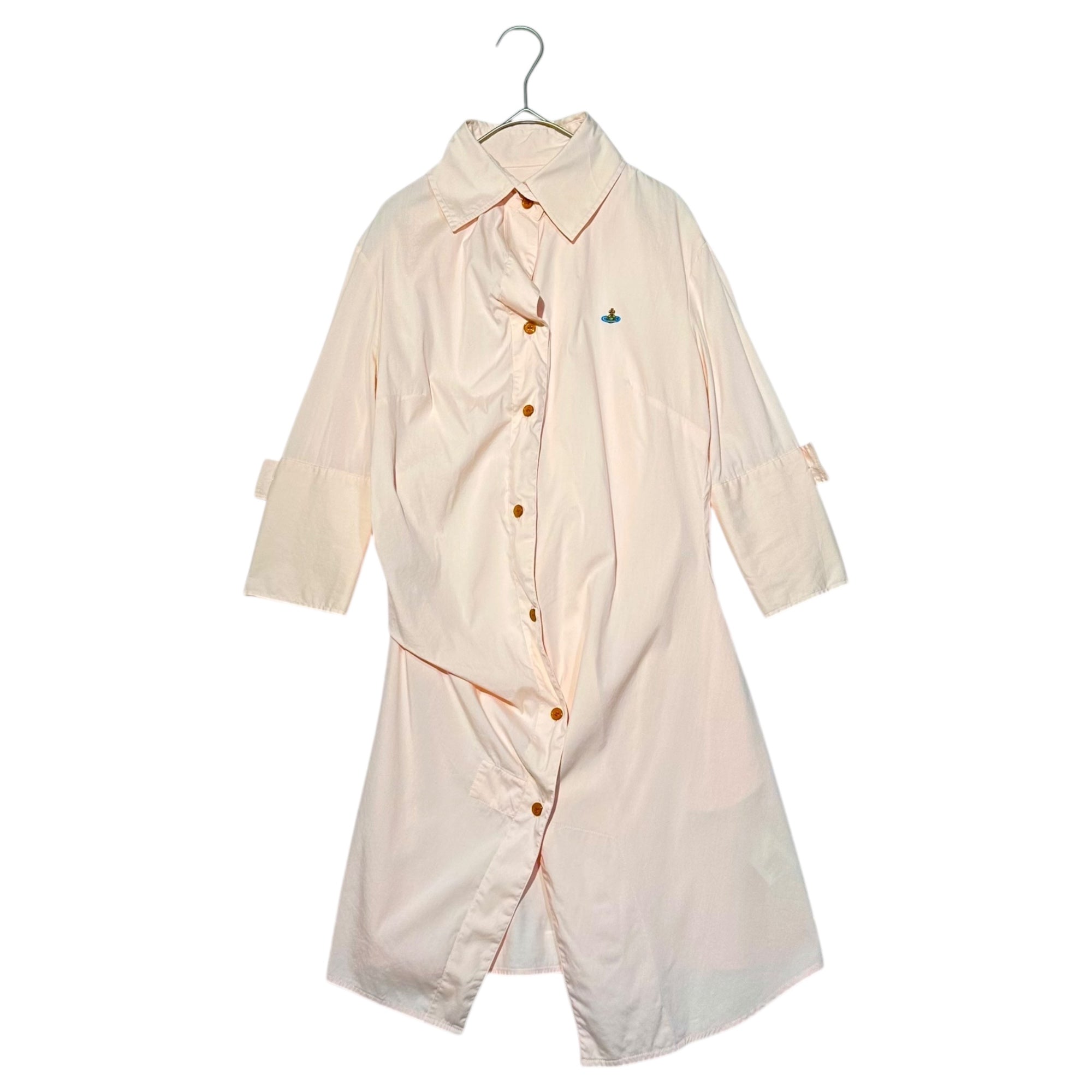 Vivienne Westwood RED LABEL(ヴィヴィアンウエストウッドレッドレーベル) Orb Logo Distorted Mini-Length Shirt Dress オーブ ロゴ 変形 ミニ丈 シャツ ワンピース 356-01-88021 M ピンク チュニック