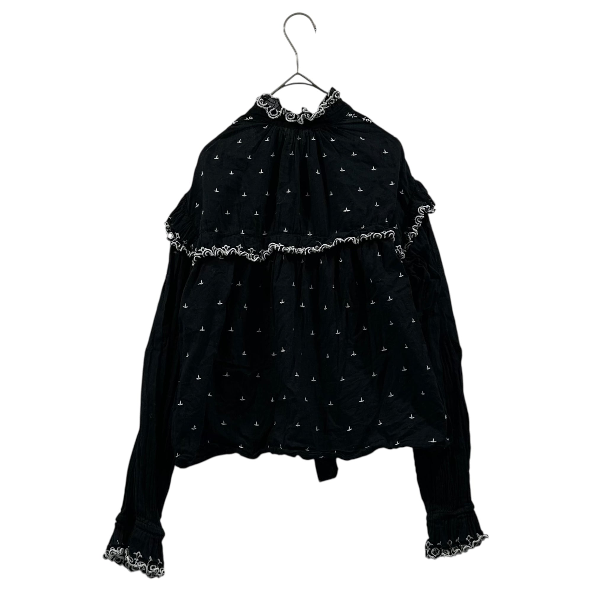 ISABEL MARANT(イザベルマラン) Ethnic Embroidered Stand Collar Cotton Dress エスニック 刺繍 スタンドカラー コットン ワンピース 36(S程度) ブラック サイドポケット