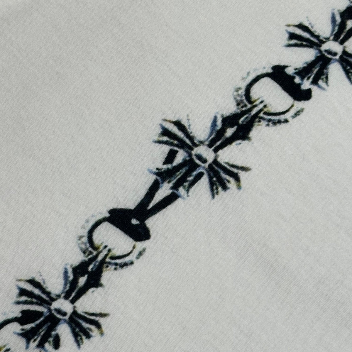 COMME des GARCONS × Chrome Hearts(コムデギャルソン × クロムハーツ) 2007AW Cross-Print Bar Logo Crew Neck T-Shirt クロスプリント バー ロゴ クルーネック Tシャツ OT-T021 M ホワイト×ブラック デッドストック 2007 Xmas
