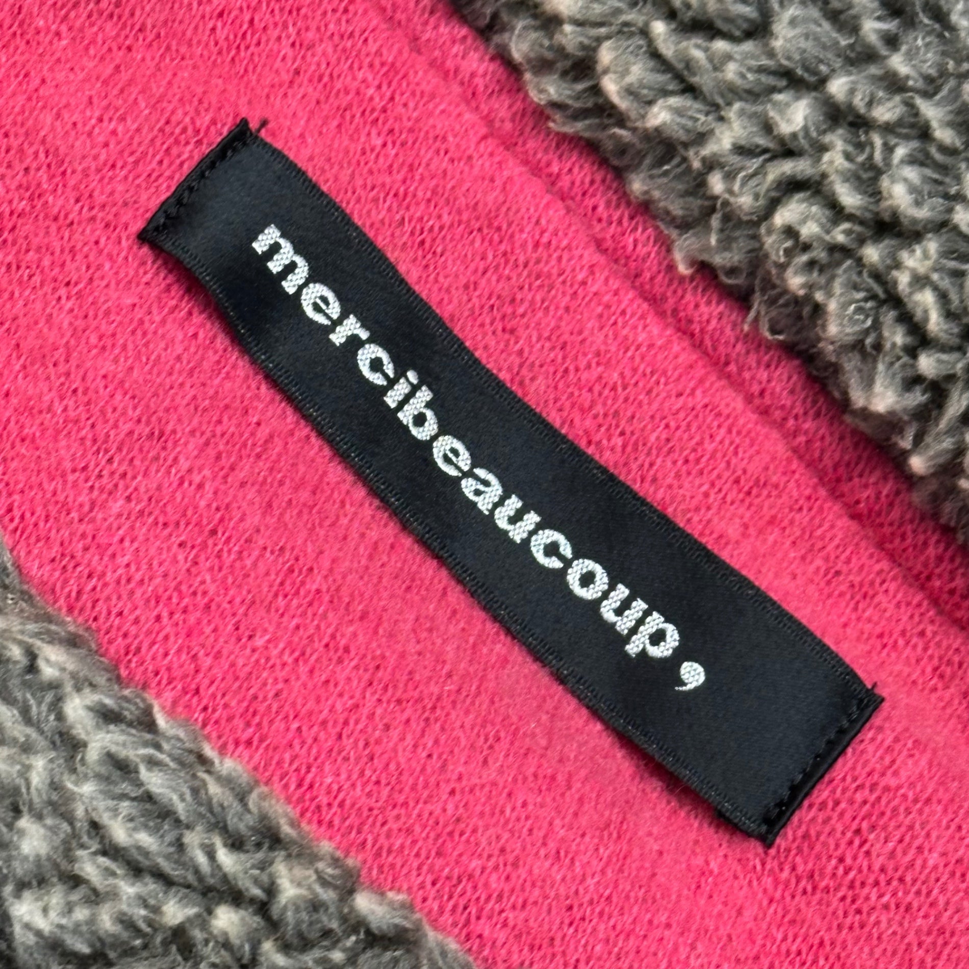 mercibeaucoup(メルシーボークー) Reversible Fleece Lined Big Hood Knit Jacket 裏ボア ビッグフード ニットジャケット MB33FC751 3(L程度) ピンク