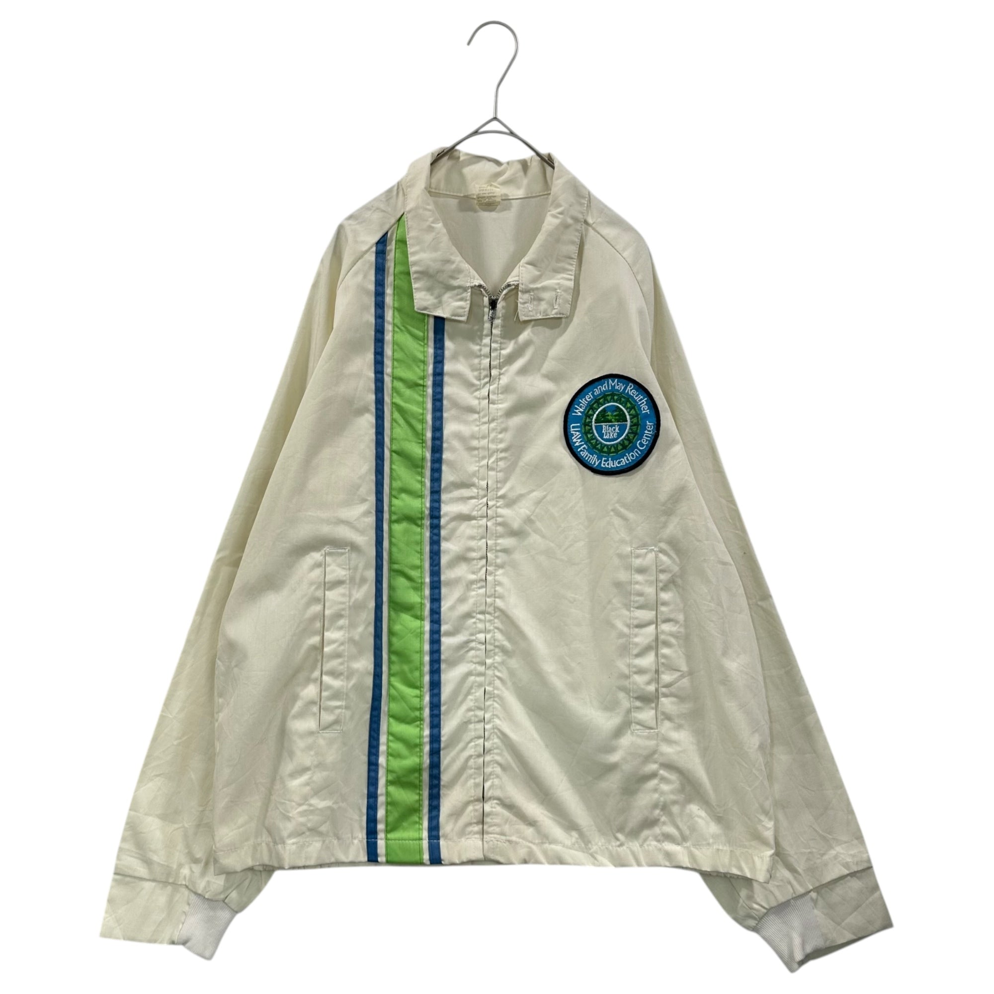 VINTAGE(ヴィンテージ) 90's Cotton-Polyester Zip-Up Jacket 90年代 コットン ポリ ジップアップ ジャケット WPL8501 L オフホワイト×グリーン×ブルー