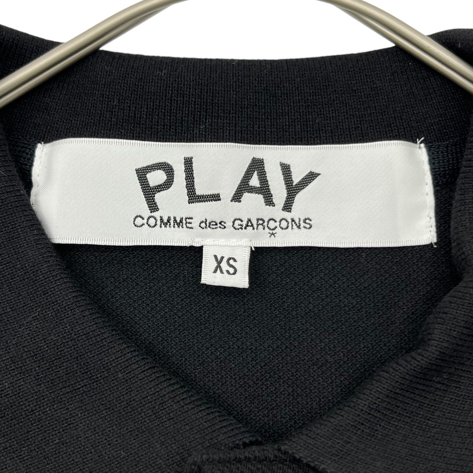 PLAY COMME des GARCONS(プレイコムデギャルソン) 24SS Pique heart patch polo shirt 鹿の子 ハート ワッペン ポロシャツ AX-T006 XS ブラック AD2024/4