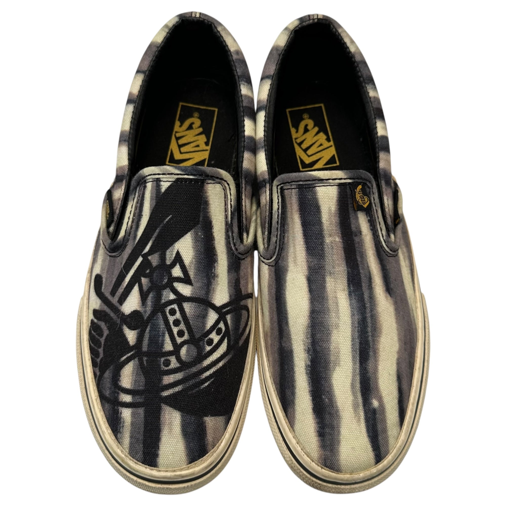 Vivienne Westwood ANGLOMANIA×VANS(ヴィヴィアンウエストウッドアングロマニア×バンズ) Anarchy Stripe Orb Logo Slip-on Shoes アナーキー ストライプ オーブロゴ スリッポン V98VIVIENNE 24cm ブラック×ホワイト