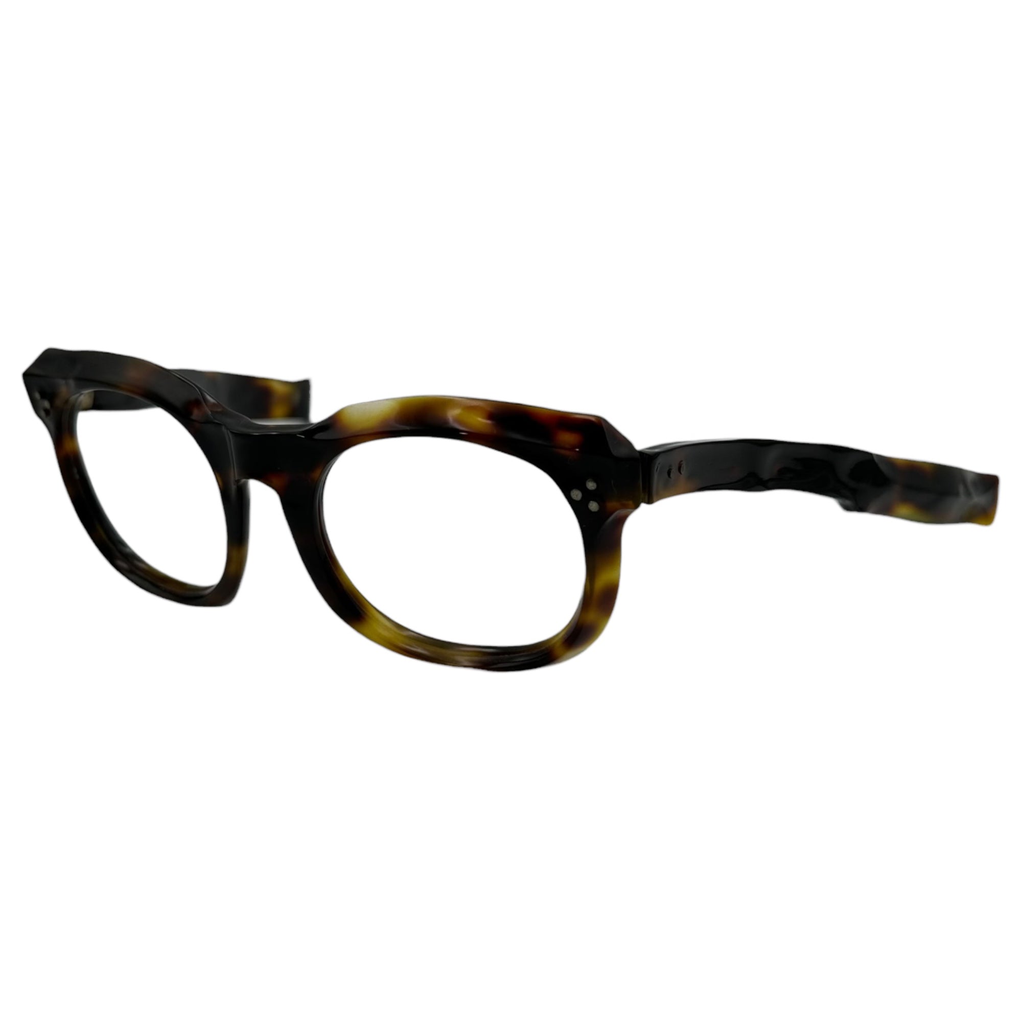 FRENCH VINTAGE(フレンチ ヴィンテージ) 40's Vintage Sunglasses Frames 40年代 ヴィンテージ サングラス フレーム 眼鏡 ブラウン アヴァンギャルド 芯無し セルロイド 3ドット