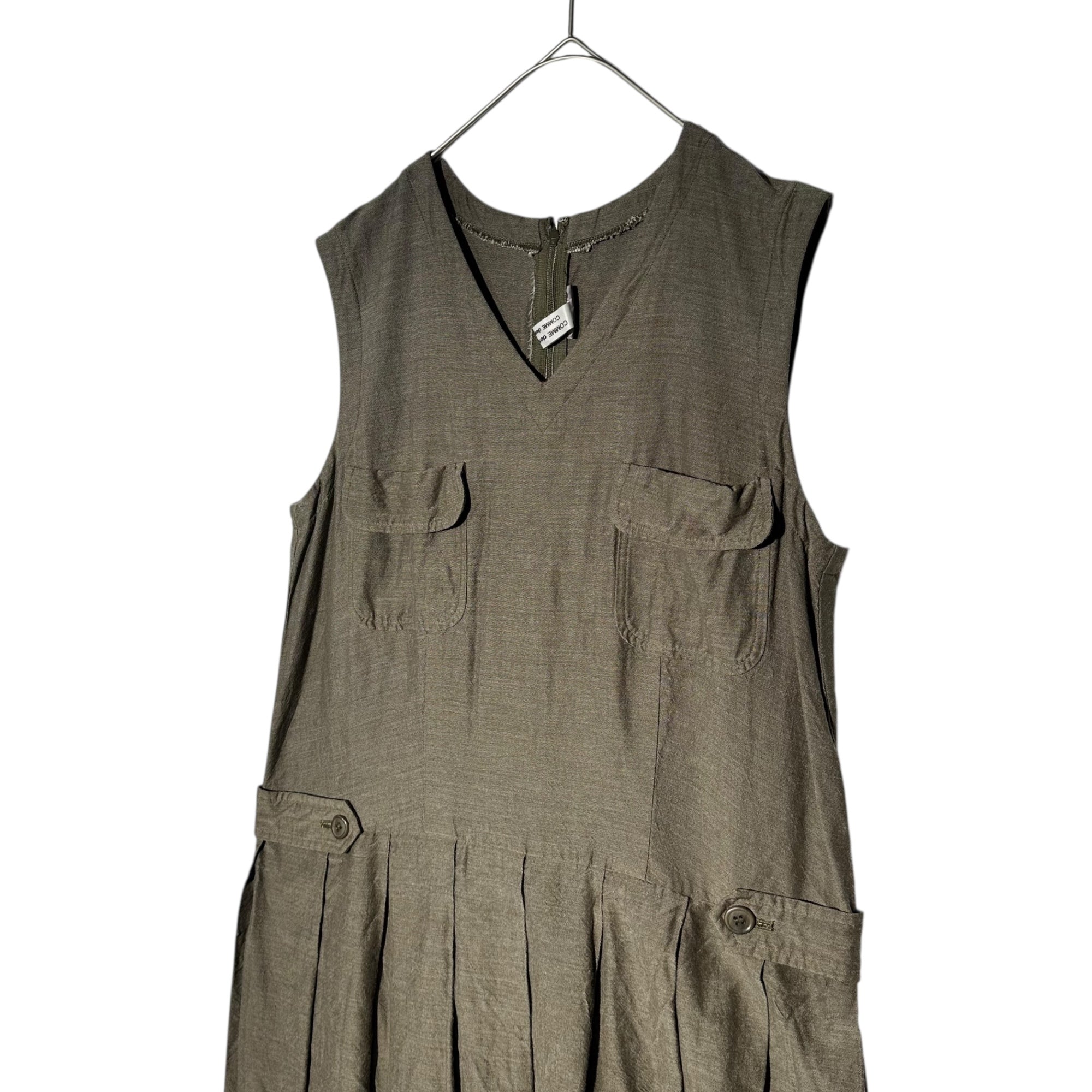 COMME des GARCONS COMME des GARCONS(コムデギャルソンコムデギャルソン) 15SS Sleeveless Flap Pocket Dress ノースリーブ フラップポケット ワンピース RO-A006 M カーキ AD2014