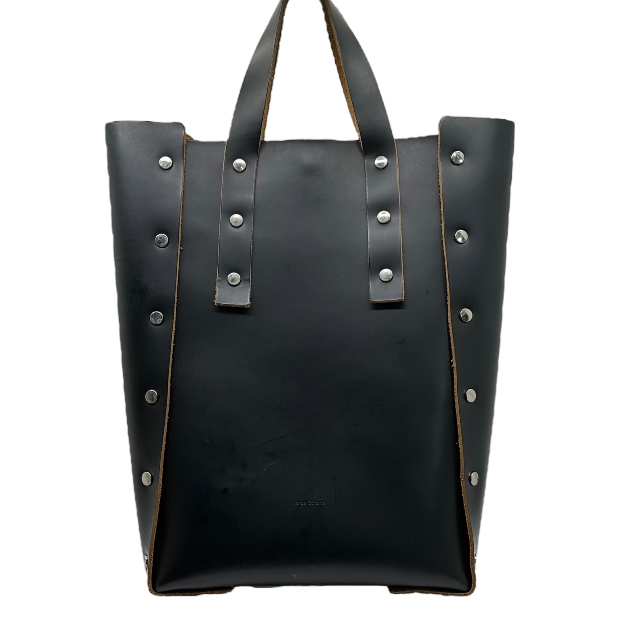 Hender Scheme(エンダースキーマ) ASSEMBLE HAND BAG TALL M アッセンブル ハンドバッグ トール M M ブラック レザー スタッズ
