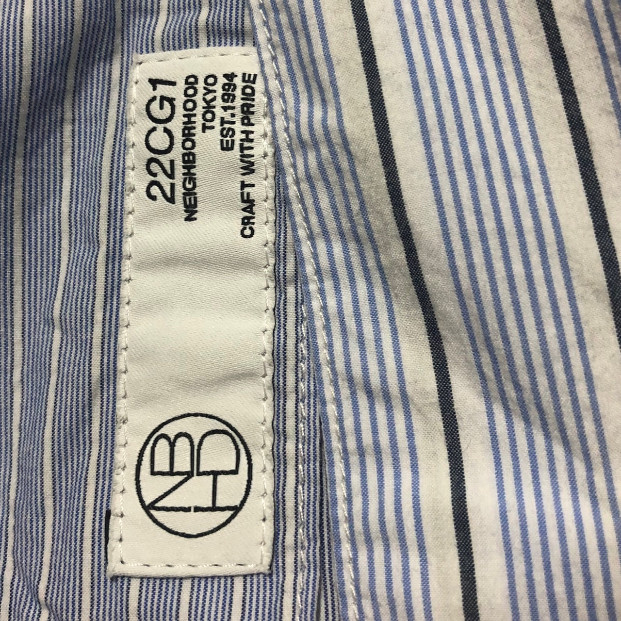 NEIGHBORHOOD(ネイバーフッド) 22SS CUT SP / C-SHIRT/ストライプシャツ 221AQNH-SHM07 L スカイブルー×ホワイト