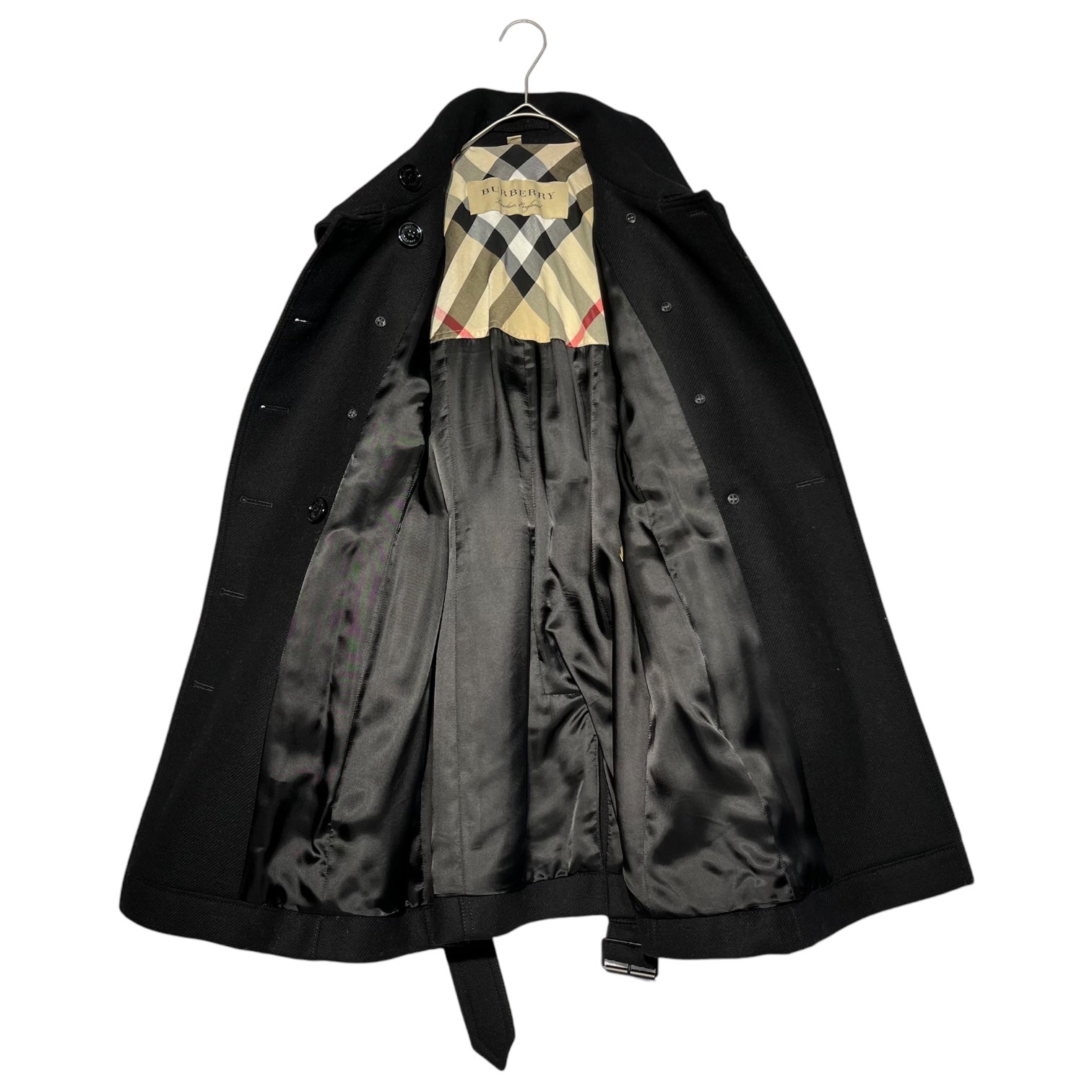 BURBERRY(バーバリー) Melton double-breasted belted coat メルトン ウール ダブル ブレスト ベルテッド コート BAFORDOO72TRA 34(S程度) ブラック カシミヤ