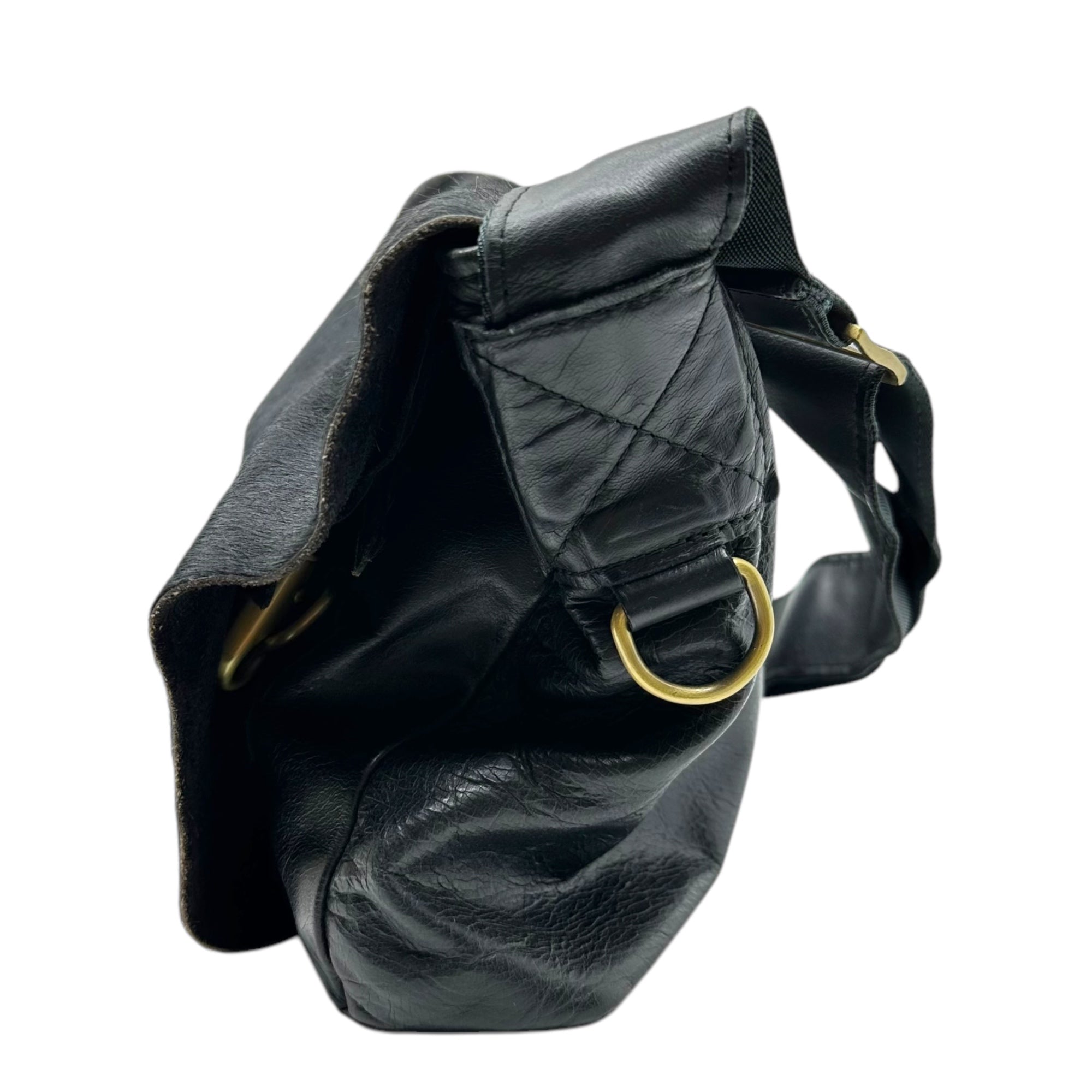 JAS-M.B.(ジャスエムビー)England made Haraco leather messenger bag イングランド製 ハラコ レザー メッセンジャー バッグ ブラック