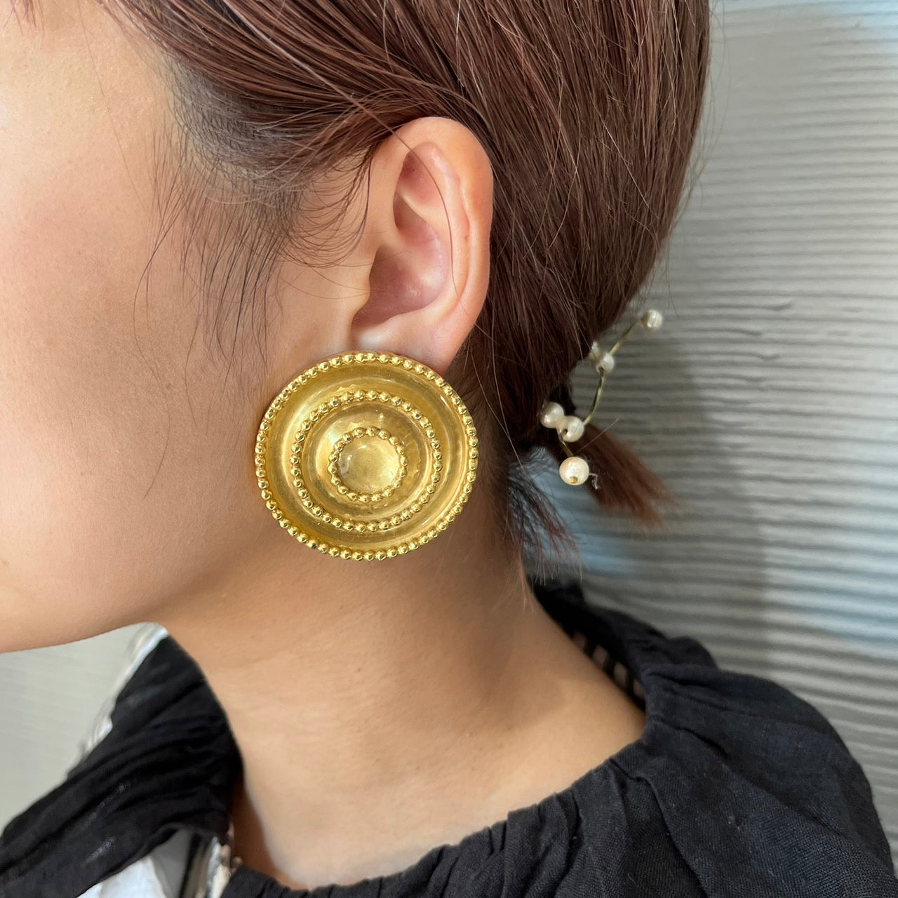 LOEWE(ロエベ) vintage circle gold earrings/ヴィンテージサークルゴールドイヤリング/丸/大ぶり ゴールド 刻印925