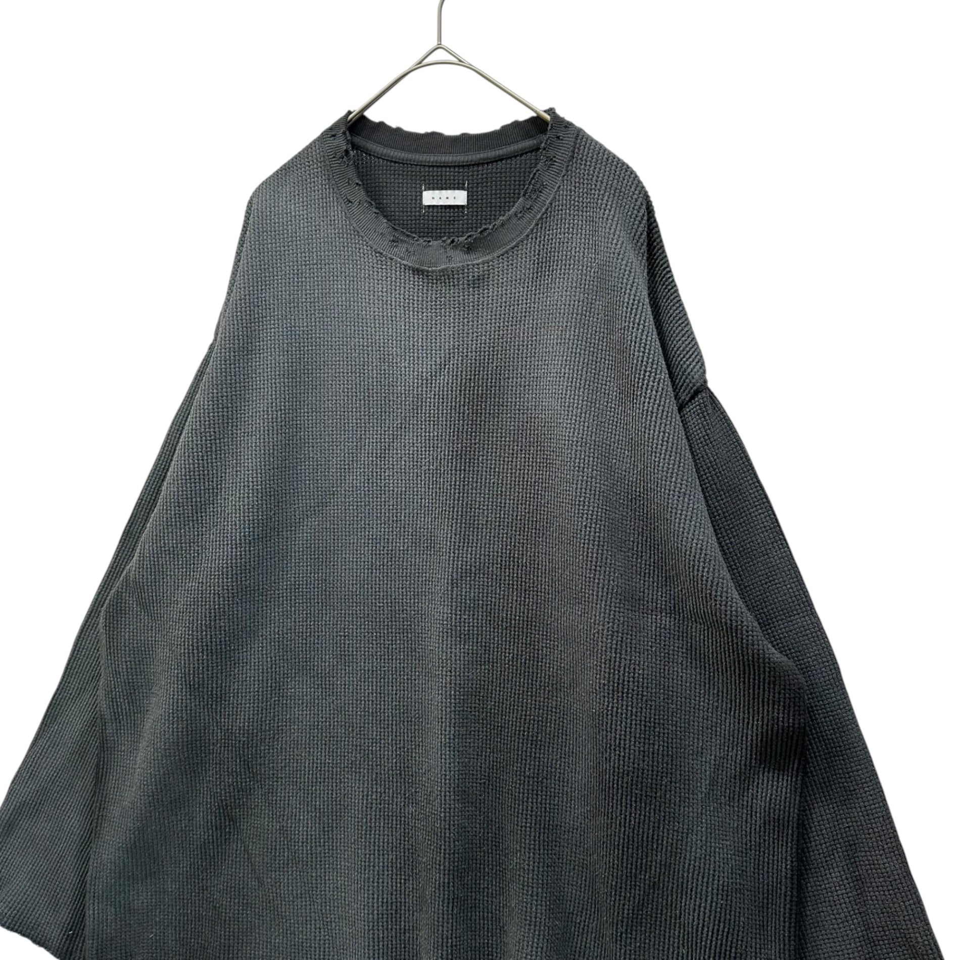 Name.(ネーム) WAFFLE TAPED LOOSE SLEEVE DAMAGE TEE ワッフル テープ ルーズスリーブ ダメージ Tシャツ NMCU-FI004 2 ブラック 長袖