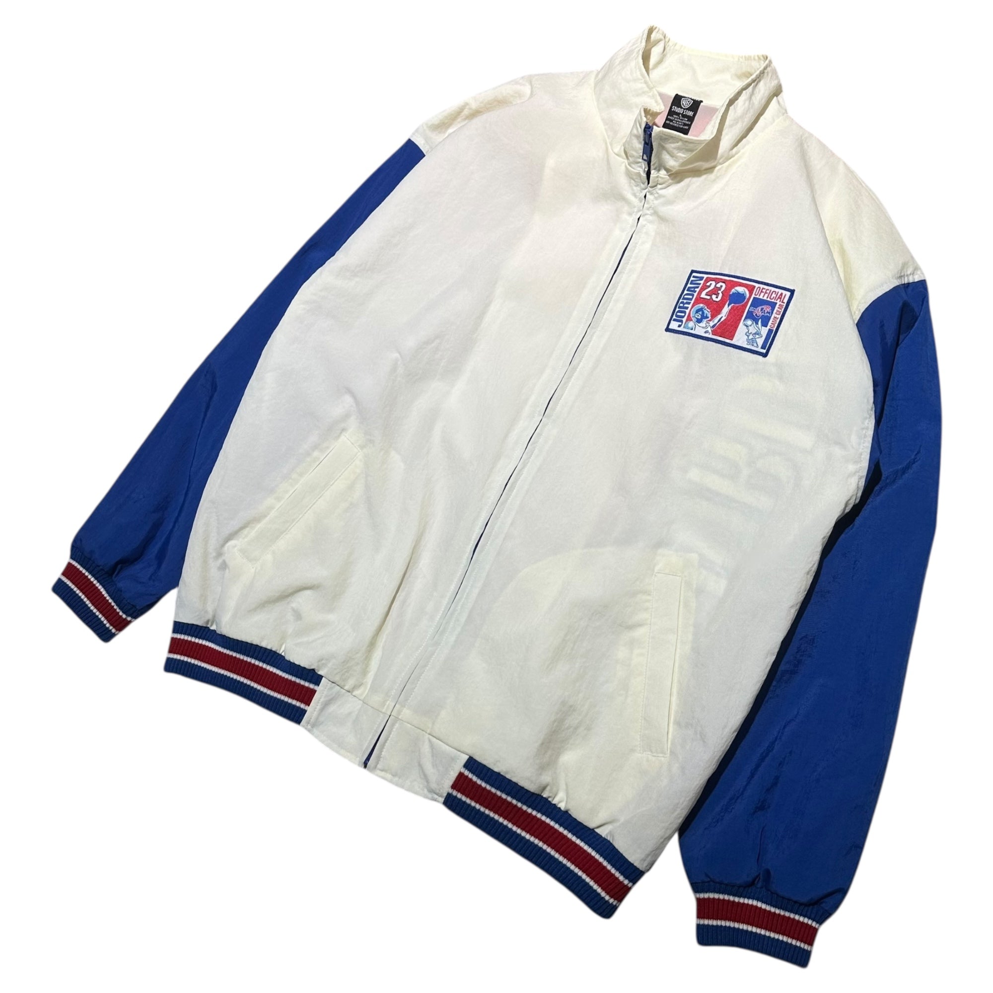 WARNER BROS(ワーナーブラザース) 1996 ”SPACE JAM” JORDAN NYLON JACKET スペース ジャム ジョーダン ナイロン ジャケット L ホワイト×ブルー 90's 90年代 ヴィンテージ 映画
