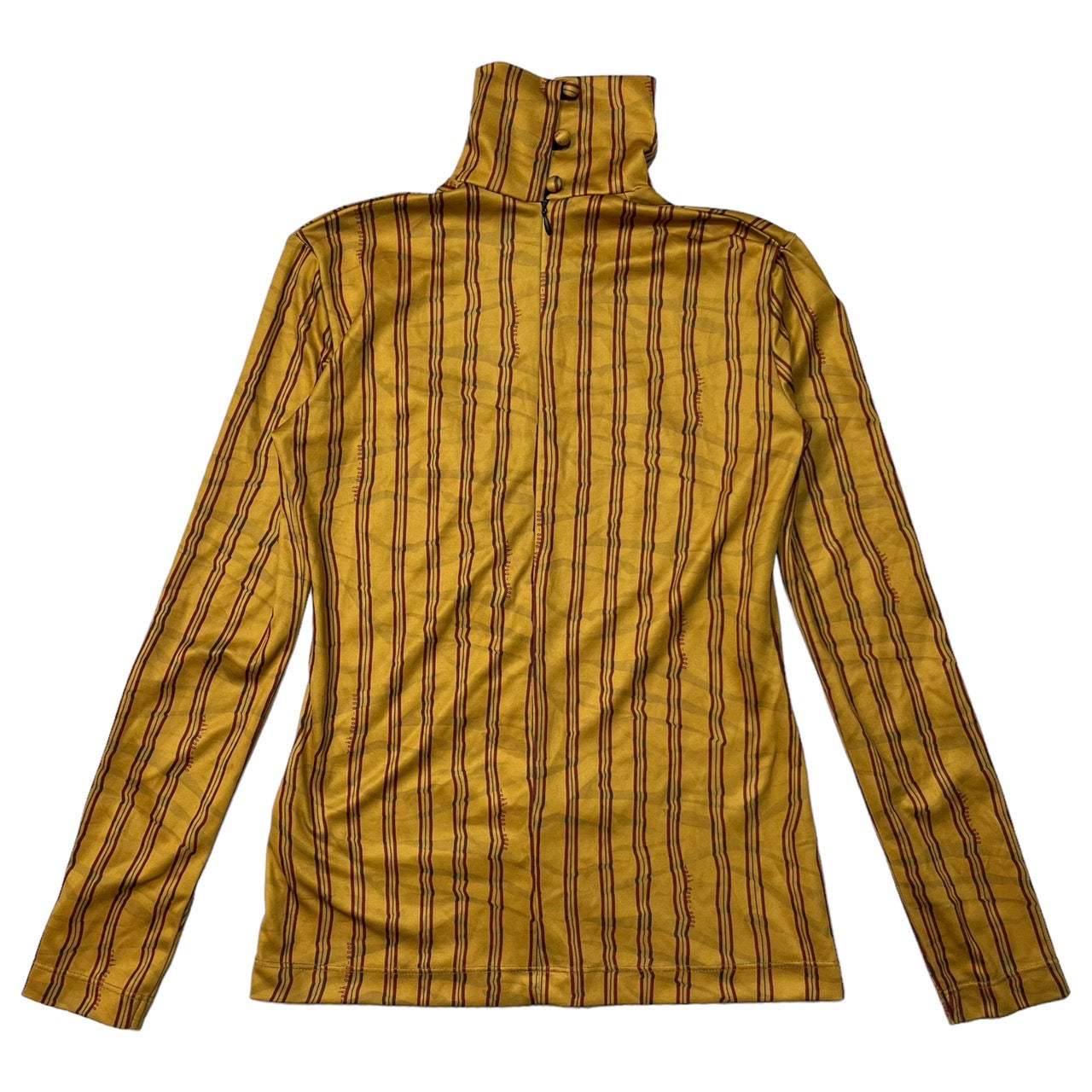 Rokh(ロク) "rokh0000-0000"ストライプジャージーハイネックカットソー 34(Sサイズ程度) イエロー×レッド