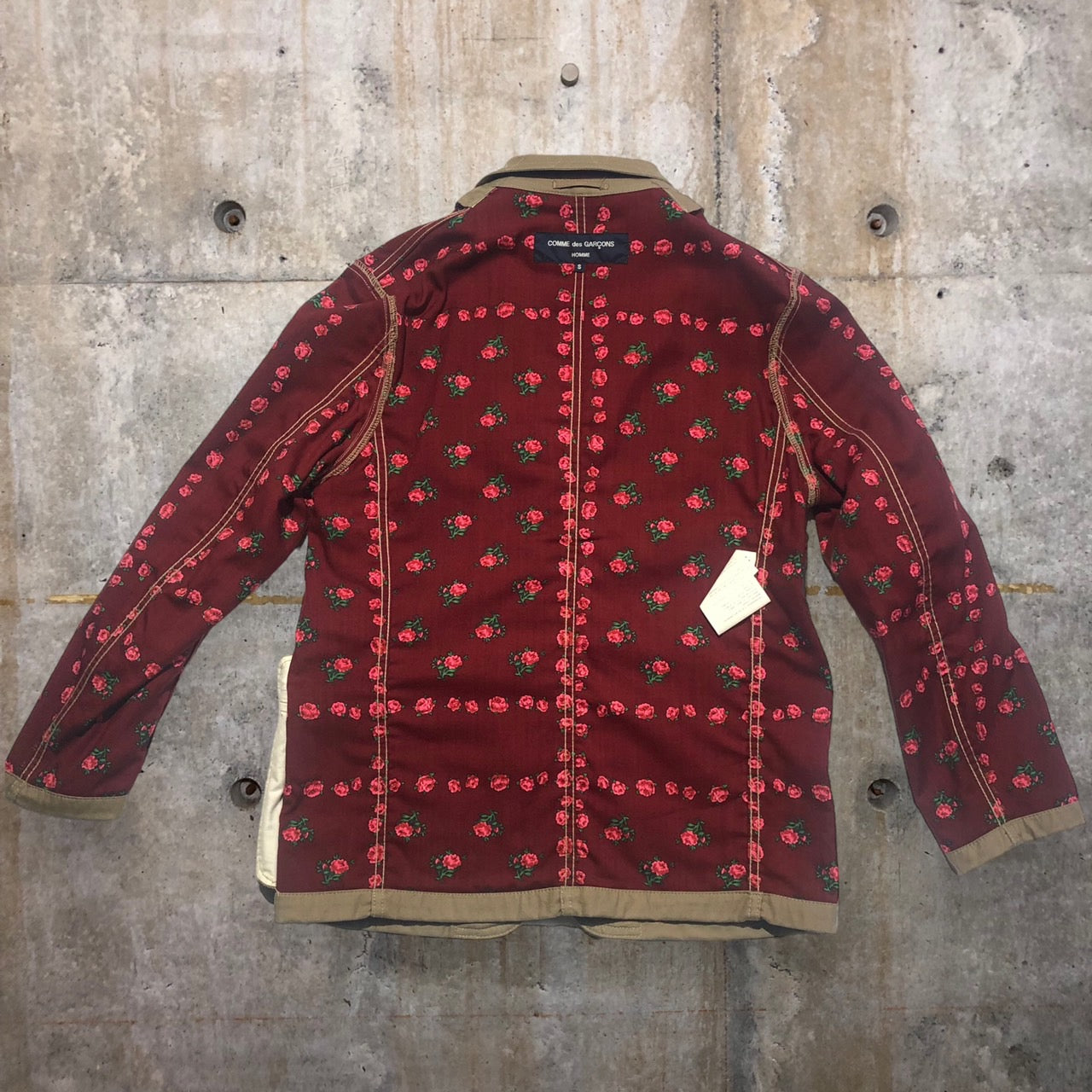 COMME des GARCONS HOMME(コムデギャルソンオム) 04'sコットン3Bジャケット HM-J007 S ベージュ AD2003 ライニング薔薇
