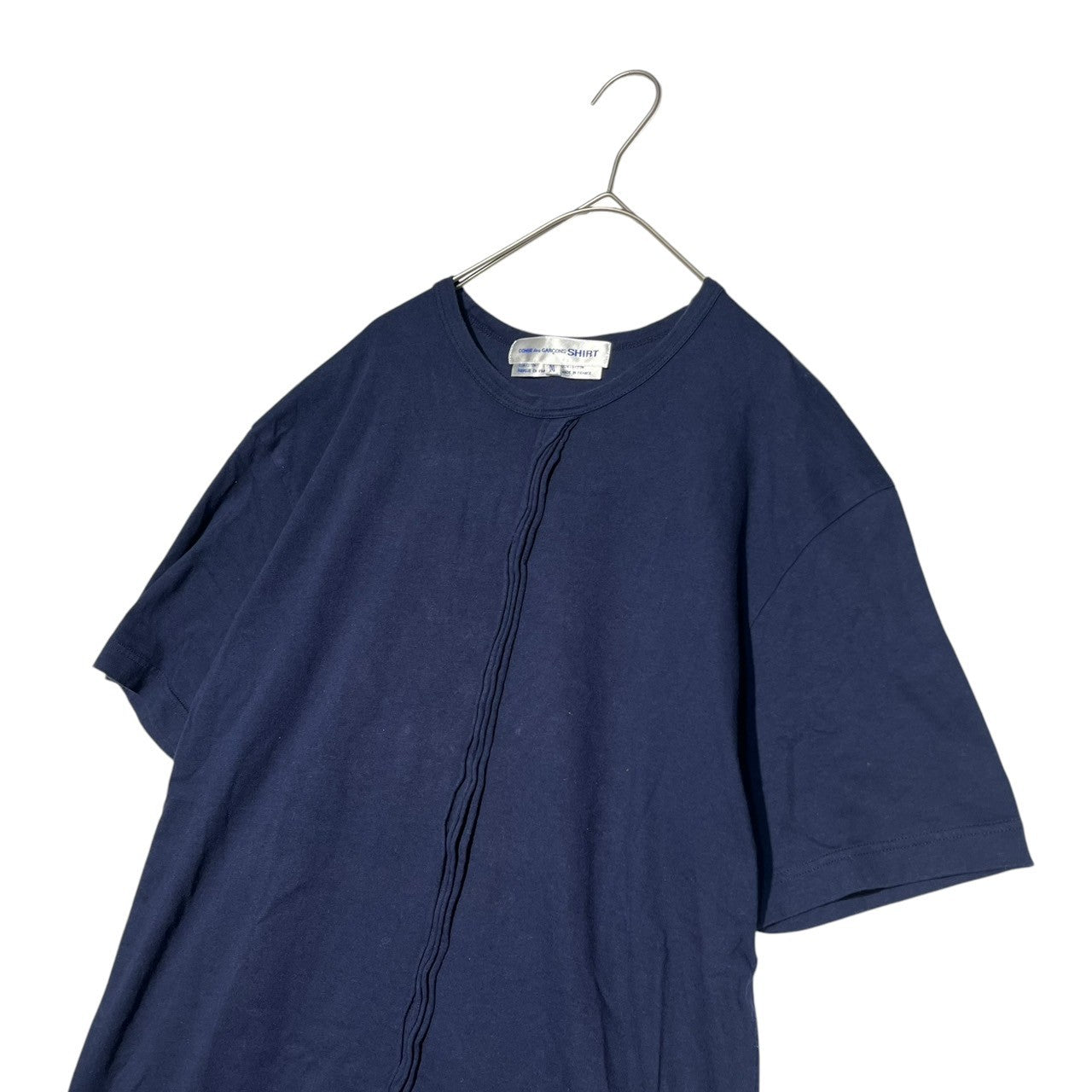 COMME des GARCONS SHIRT(コムデギャルソンシャツ) 00's Front pleated T-shirt フロント プリーツ Tシャツ M ネイビー インサイドアウト フランス製
