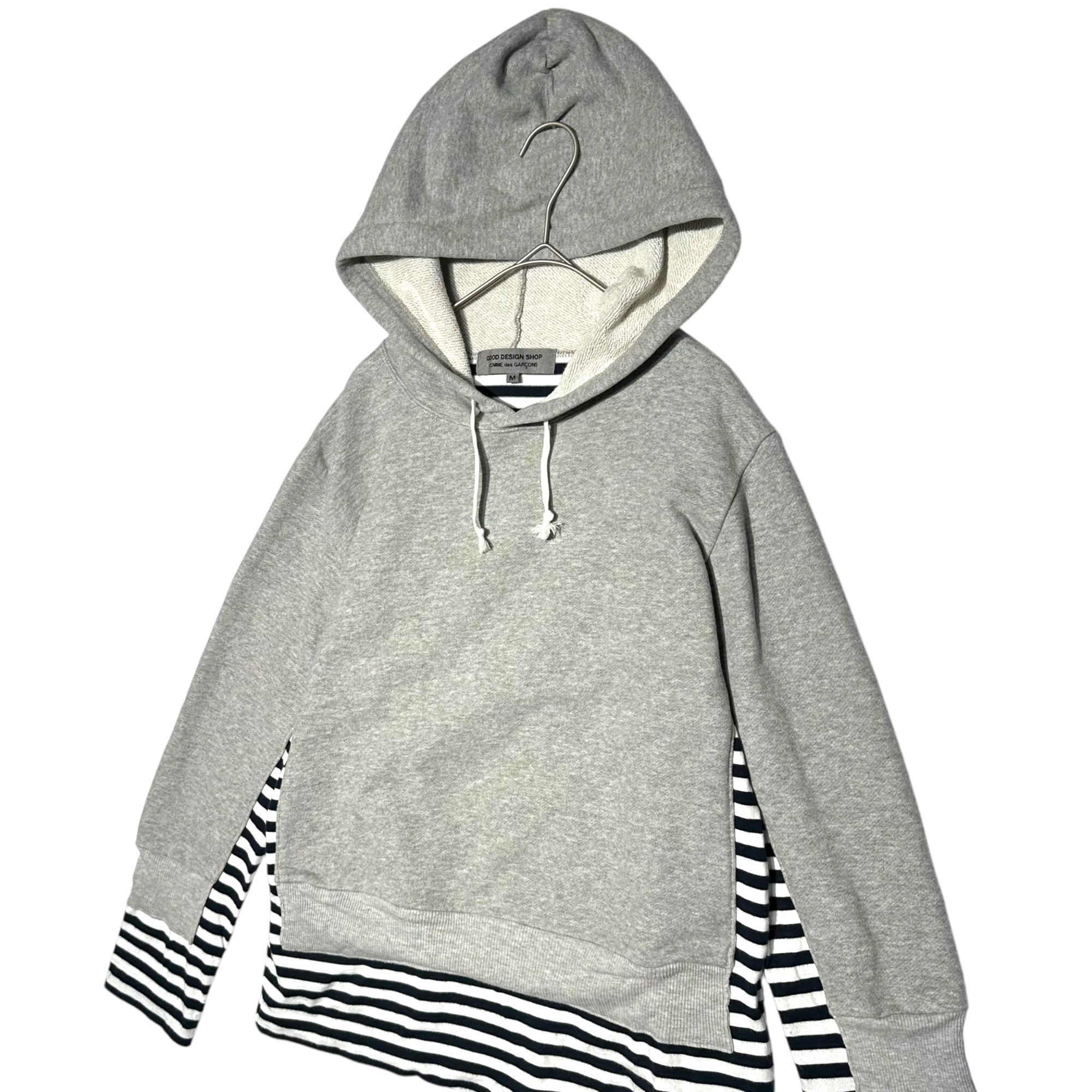 GOOD DESIGN SHOP COMME des GARCONS(グッドデザインショップコムデギャルソン) Striped Docking Pullover Hoodie ボーダー ドッキング プルオーバー パーカー II-T007 M グレー×ネイビー AD2016