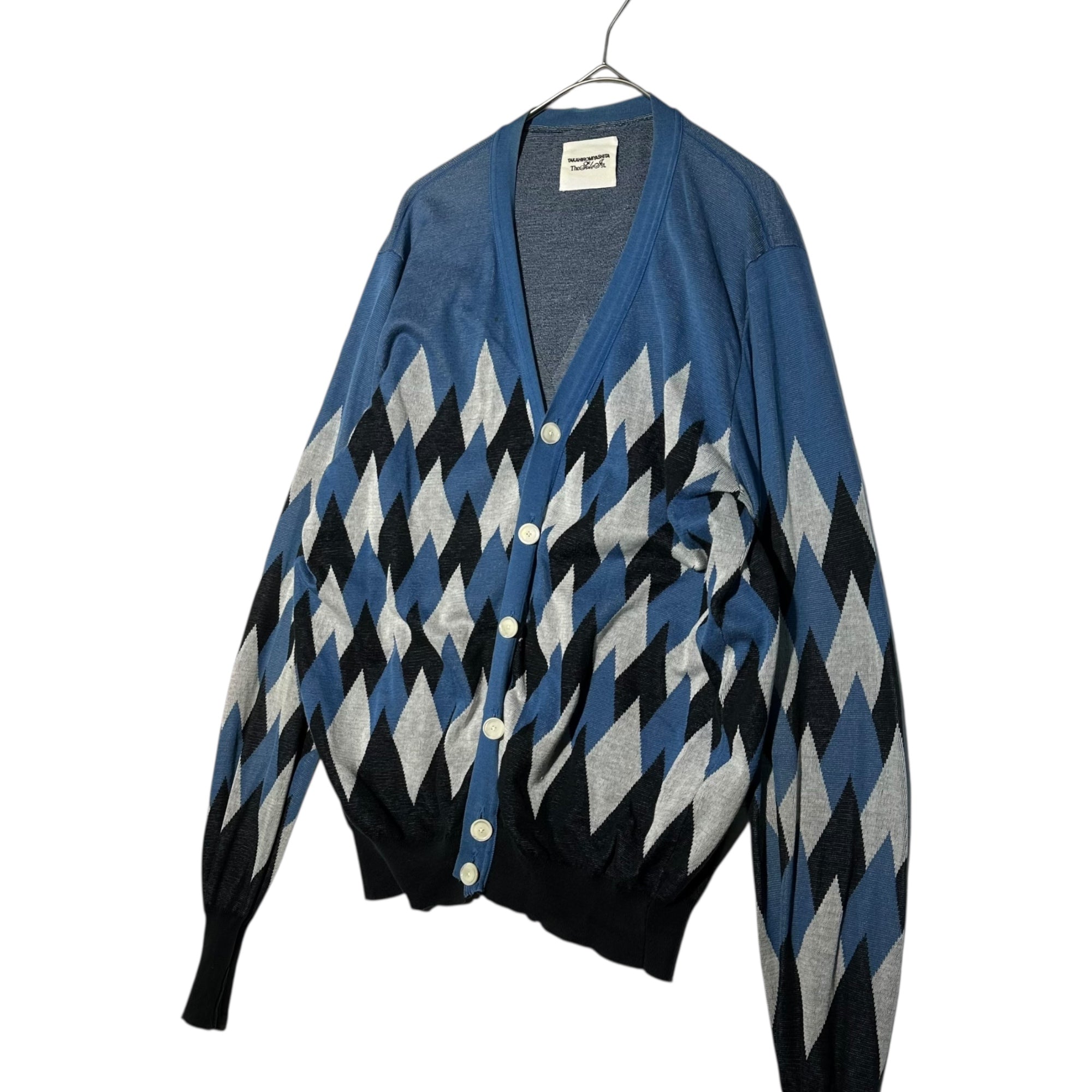 TAKAHIRO MIYASHITA The Soloist.(タカヒロミヤシタザソロイスト) Argyle cotton knit cardigan アーガイル コットン ニット カーディガン 0094 48(M程度) ブルー
