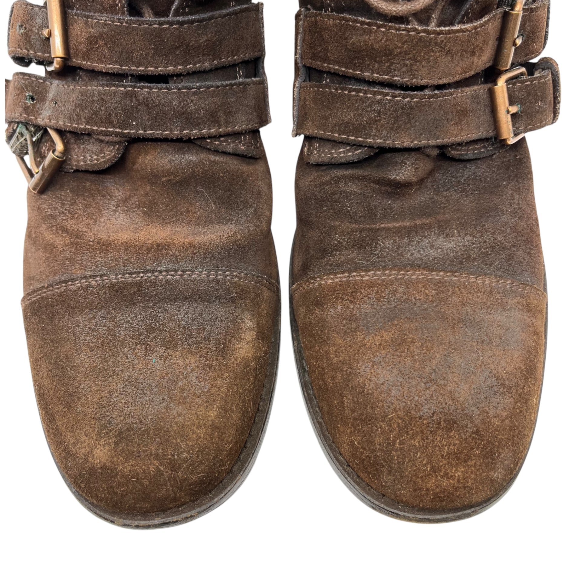 DOLCE&GABBANA(ドルチェ&ガッバーナドルガバ) suede belted boots スウェード ベルテッド ブーツ スエード ベルト 9(27.0cm程度) ブラウン