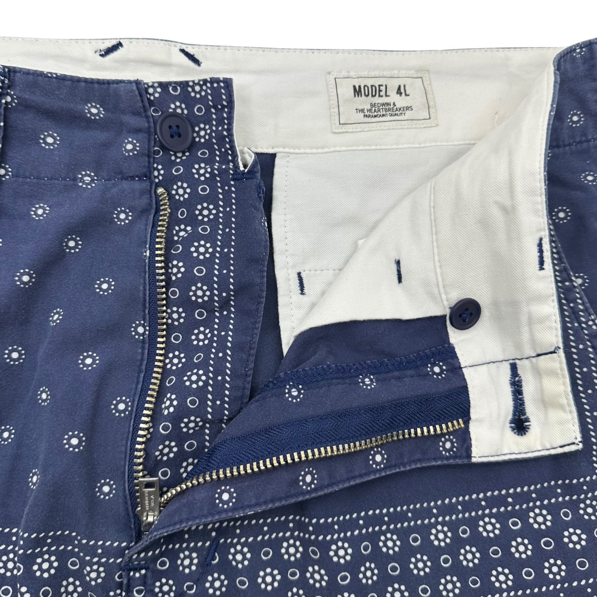 BEDWIN(ベドウィン) 4/L MILITARY OG BANDANA PANTS "MARCY" ミリタリー オリジナル バンダナ ショーツ 表記無(L程度) ブルー ハーフ ショート パンツ