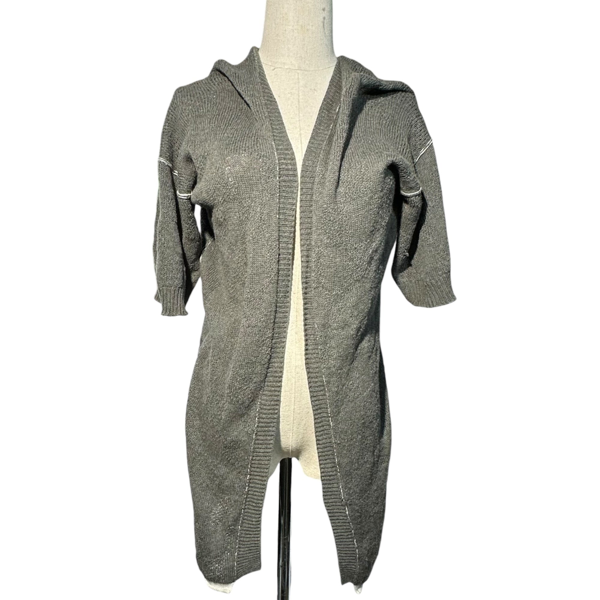 Y's(ワイズ) S/S knit Long cardigan 半袖 ロング ニット カーディガン 2 グレー