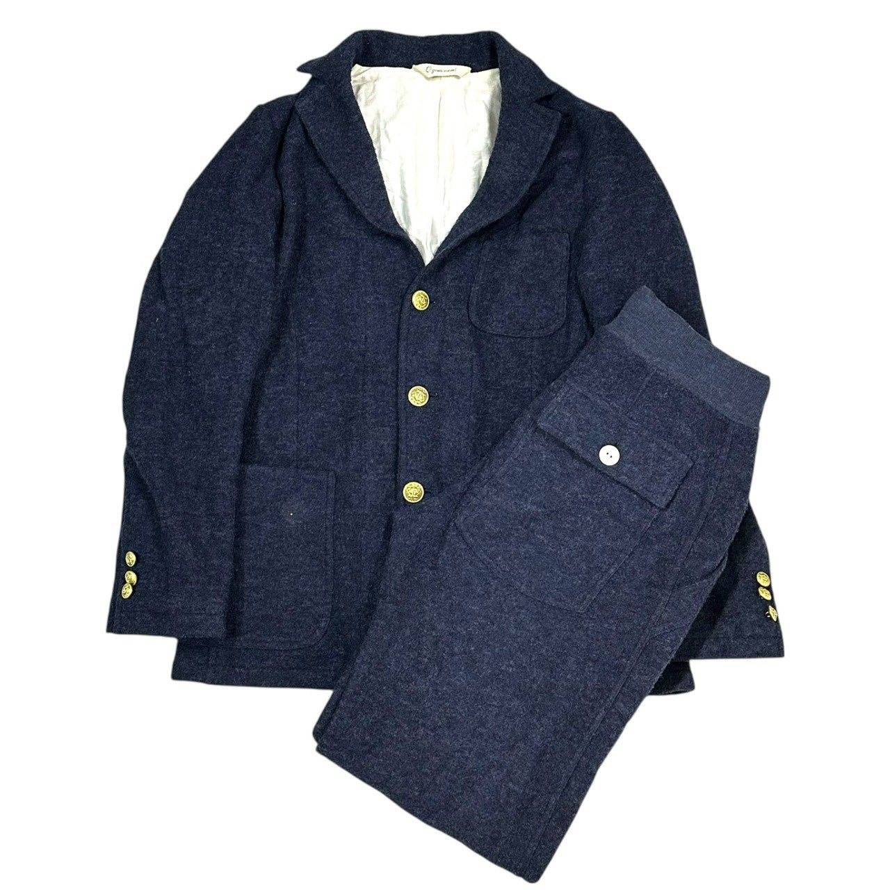 O gran naso !(オーグランナーゾ) Wool jacket setup ウール ジャケット セットアップ S ネイビー ジョガー テーラード 日本製