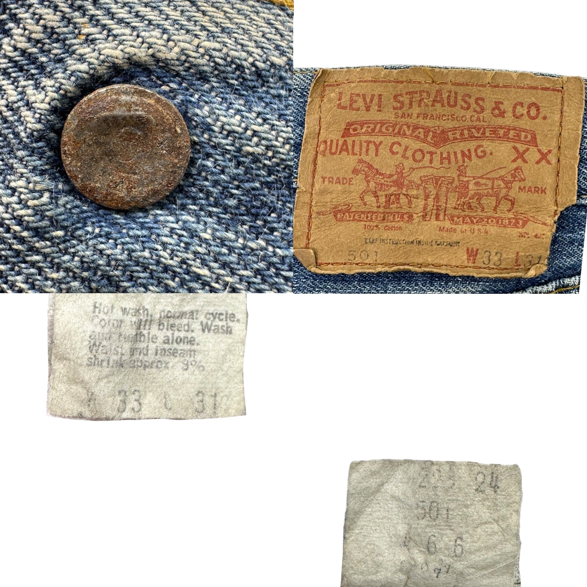 Levi's(リーバイス) 70's 501 66前期 vintage denim pants ヴィンテージ デニム パンツ W33 L31 インディゴ 70年代 76年4月製造 裏ボタン6 リペア無し