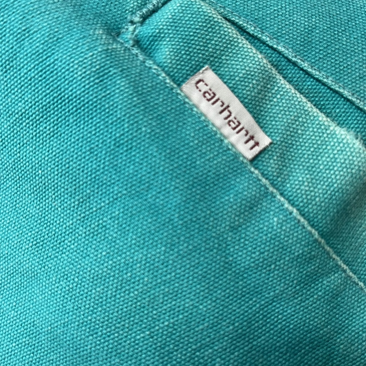 carhartt(カーハート) 80'sヴィンテージダック地ネイティブ柄ブルゾン/ジャケット 表記無し(Lサイズ程度) ターコイズブルー/グリーン 80年代 稀少カラー