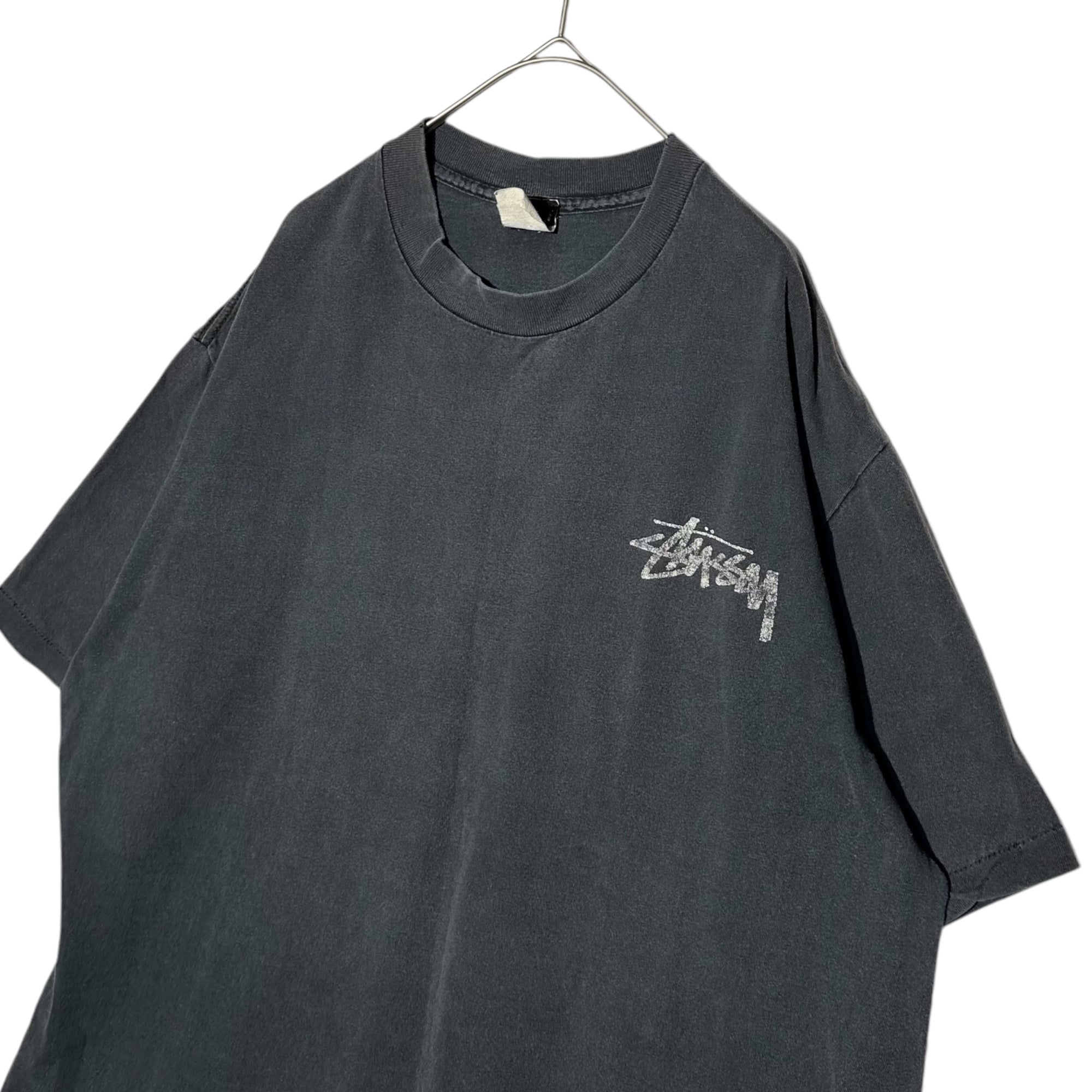 STUSSY(ステューシー) 80's Circle Rasta Color Logo Vintage T-Shirt サークル ラスタカラー ロゴ ヴィンテージ Tシャツ 表記消え(M程度) ブラック 80年代 2枚黒タグ