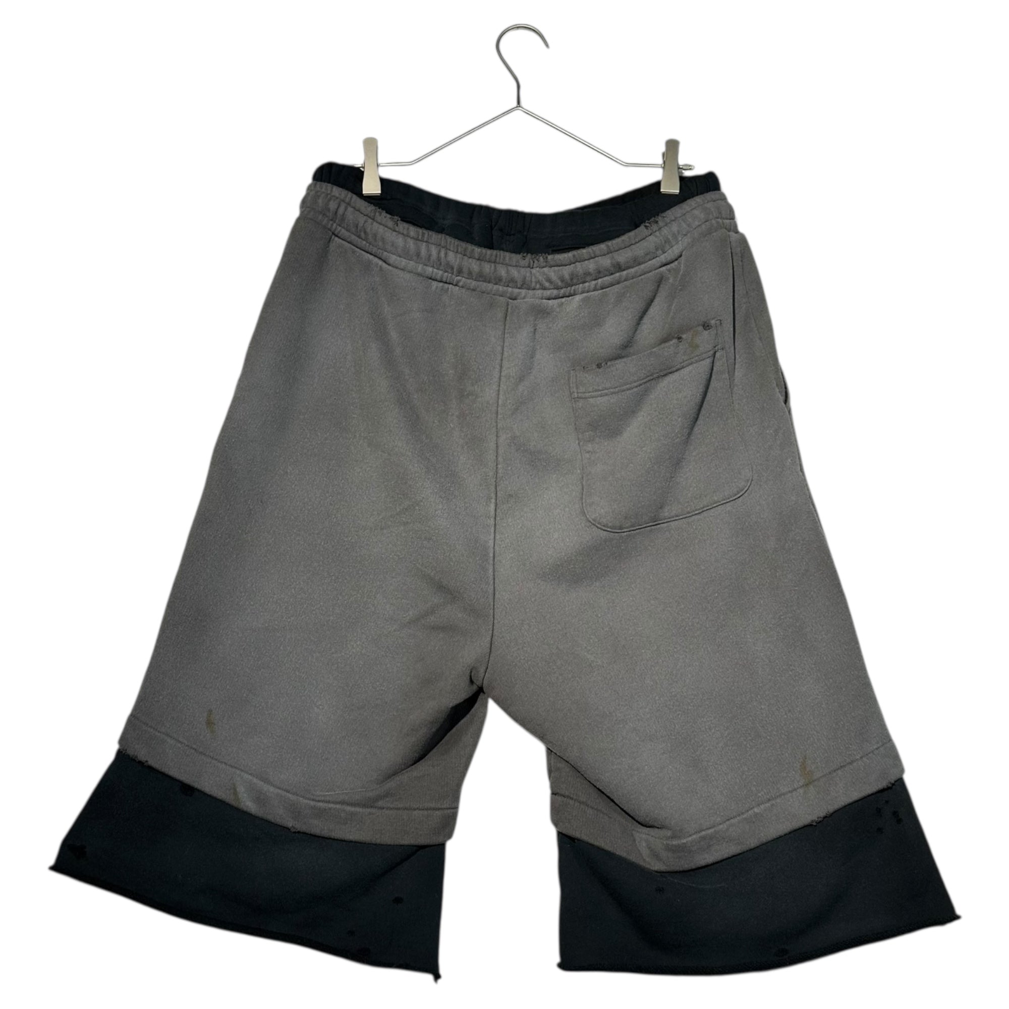 Maison MIHARA YASUHIRO(メゾンミハラヤスヒロ) 23SS Distressed Layered Shorts ダメージ加工 レイヤード ショーツ ハーフパンツ A10SP602 50(L) グレー×ブラック