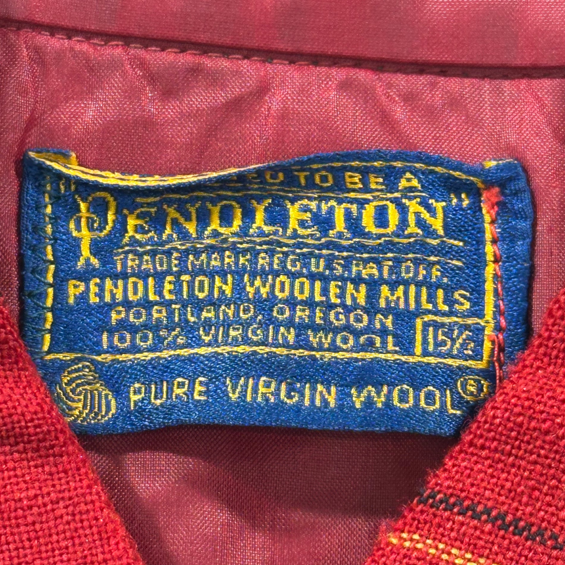 PENDLETON(ペンドルトン) 60's Field Shirt - Tartan Check フィールド シャツ タータン チェック 15 1/2(M程度) レッド×グリーン 60年代 襟芯無し ヴィンテージ ウール