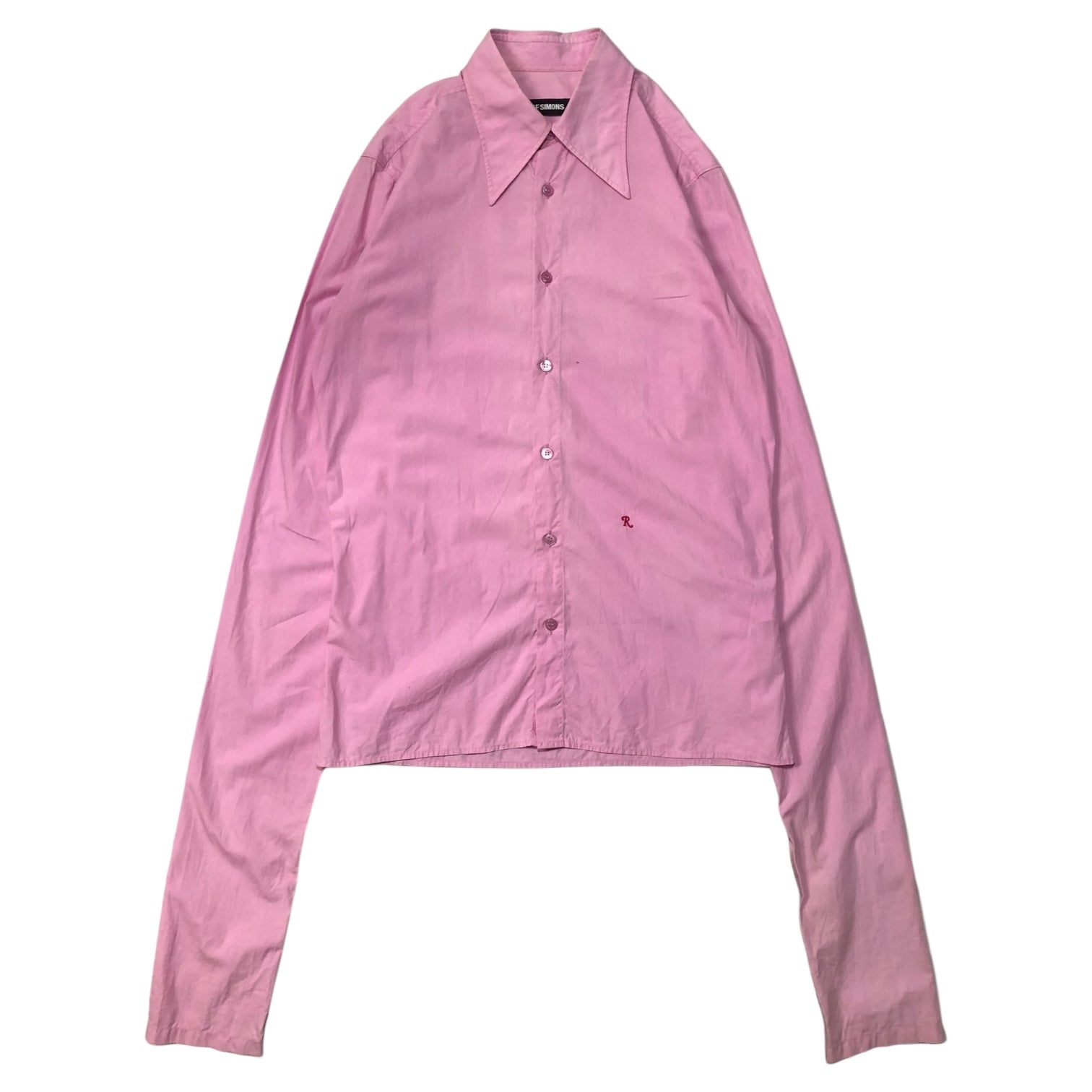 RAF SIMONS(ラフシモンズ) super long sleeve shirt スーパー ロングスリーブ シャツ 44(S程度) ピンク 長袖 Rロゴ 刺繍 アーカイブ