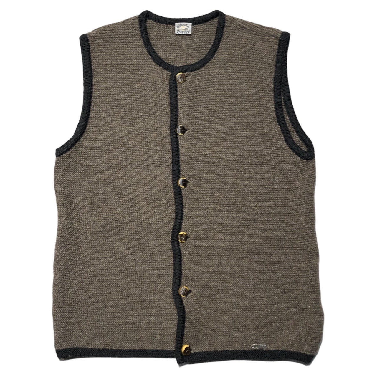 Euro vintage(ヨーロッパヴィンテージ) 80's Chiemsee Strict piping wool knit vest キムジー パイピング ウールニット ベスト 80年代 58(大き目:XL程度) ベージュ×ブラック ドイツヴィンテージ